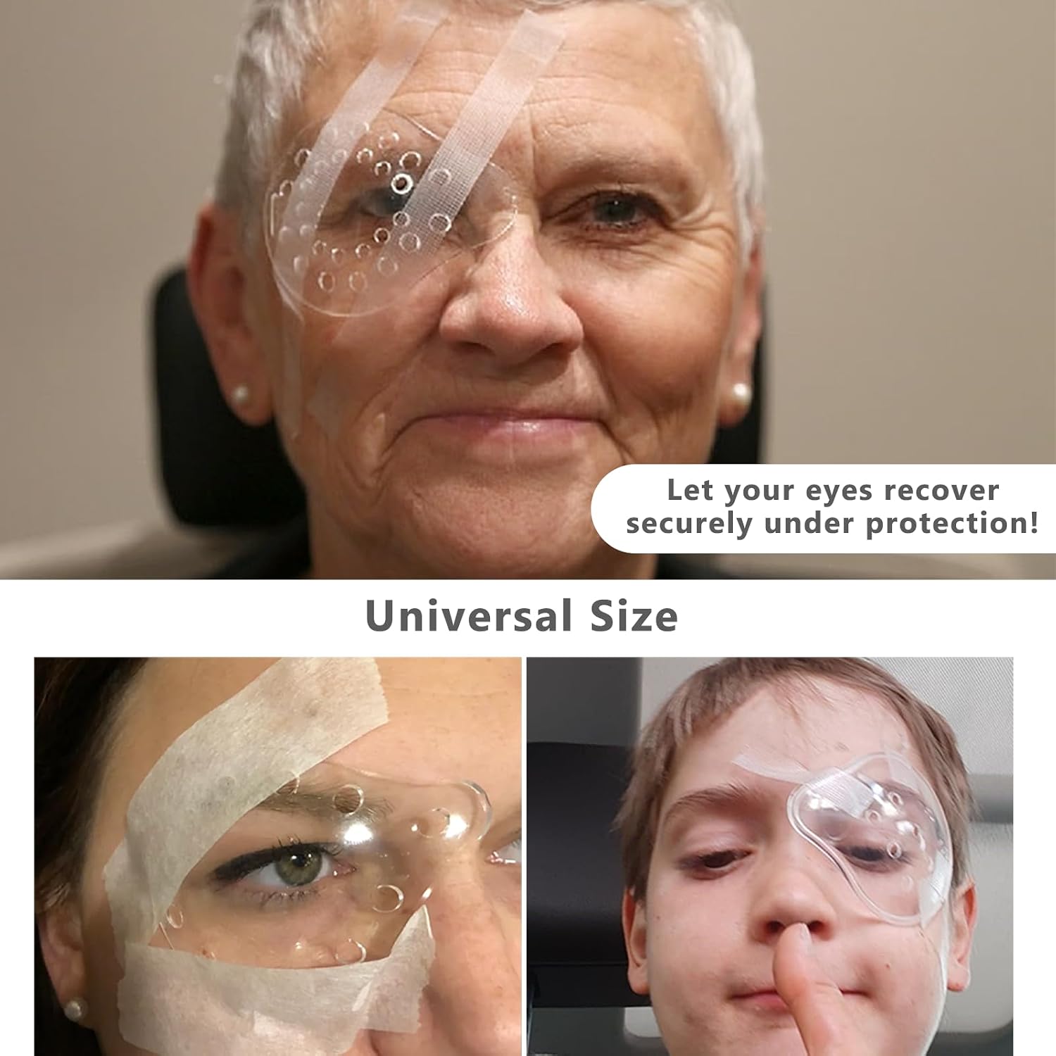 EDWERD Clear Eye Protect Shield, Cataract Sur-gery Recovery Cover Ventilated Patch Gaurd with Fixed Tape for Eye Post-operative Recovery, 1 PCS