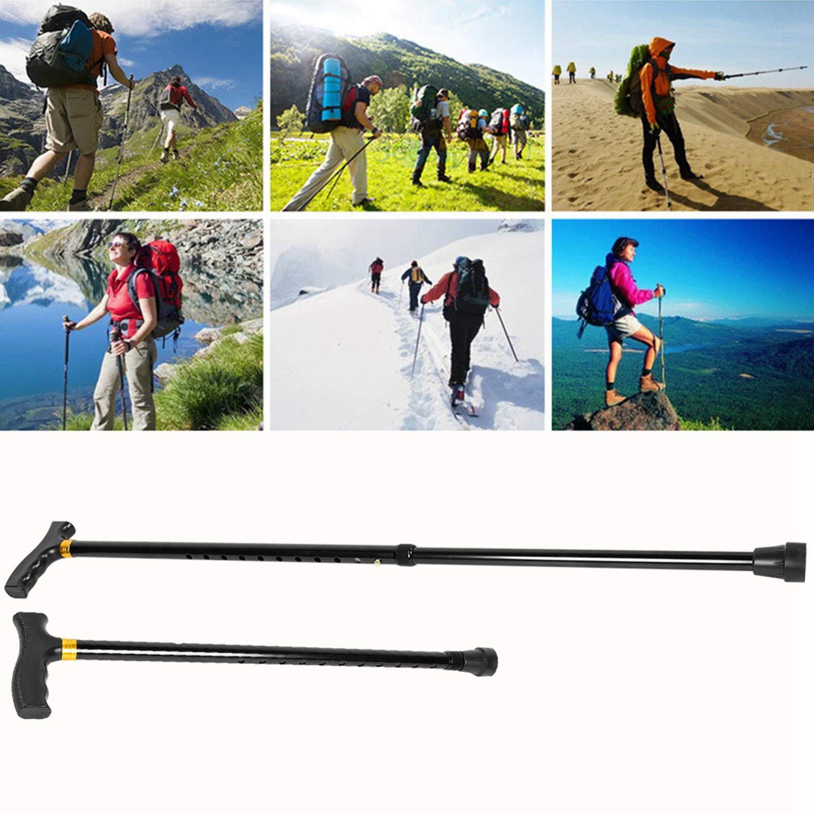 Bastone da Passeggio Addensare Bastone da Trekking in Lega di Alluminio All'aperto Antiscivolo Regolabile Pieghevole Bastoni da Passeggio per Anziani Regalo