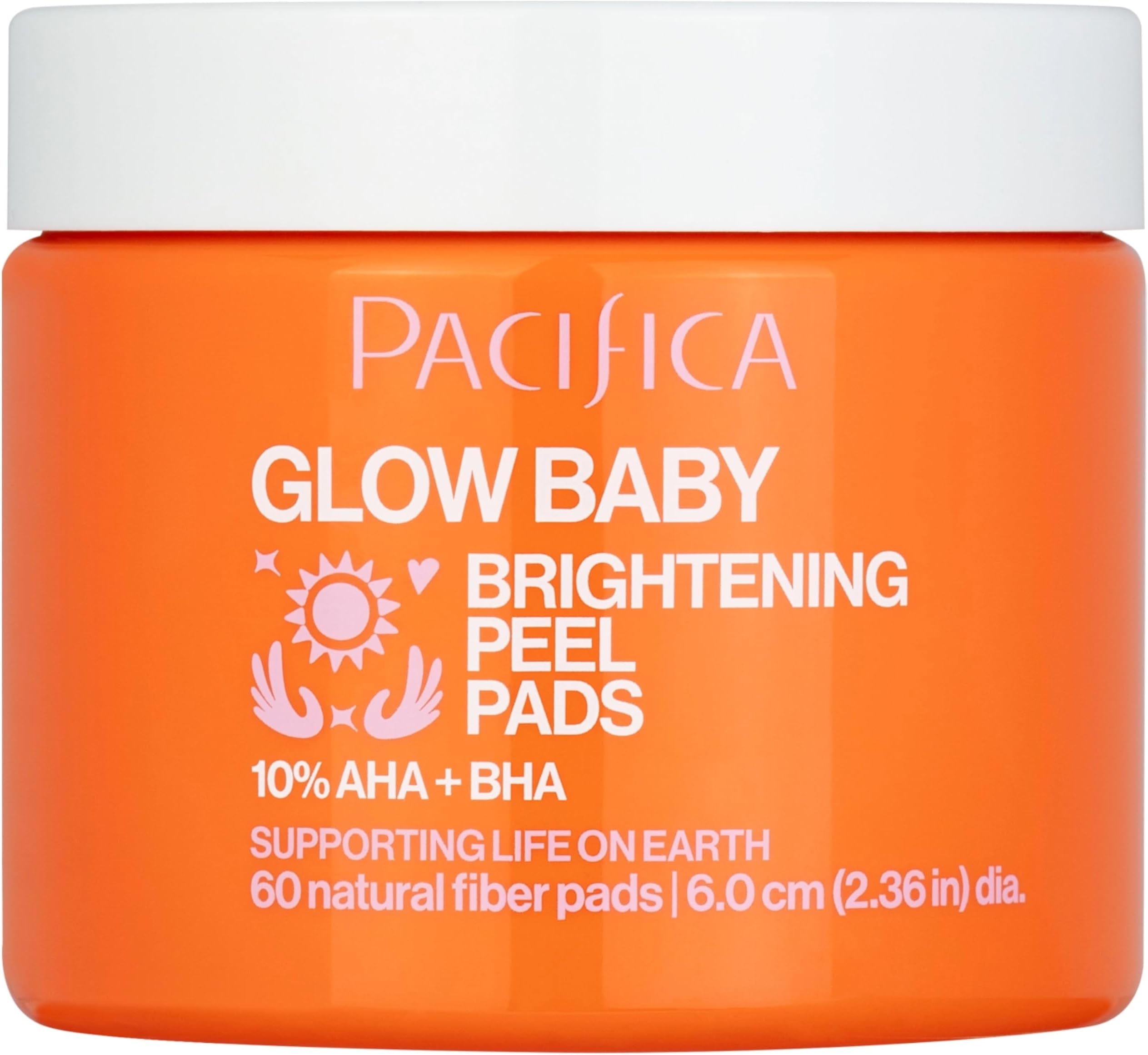 Pacifica Glow Baby Brightening Peel Pads 10% AHA + BHA Exfoliating Face Pads for Glowing Skin Resurfacing Glycolic Acid & Salicylic Acid Pad to Smooth Texture & Minimize Pores Fragrance Free 60 Count