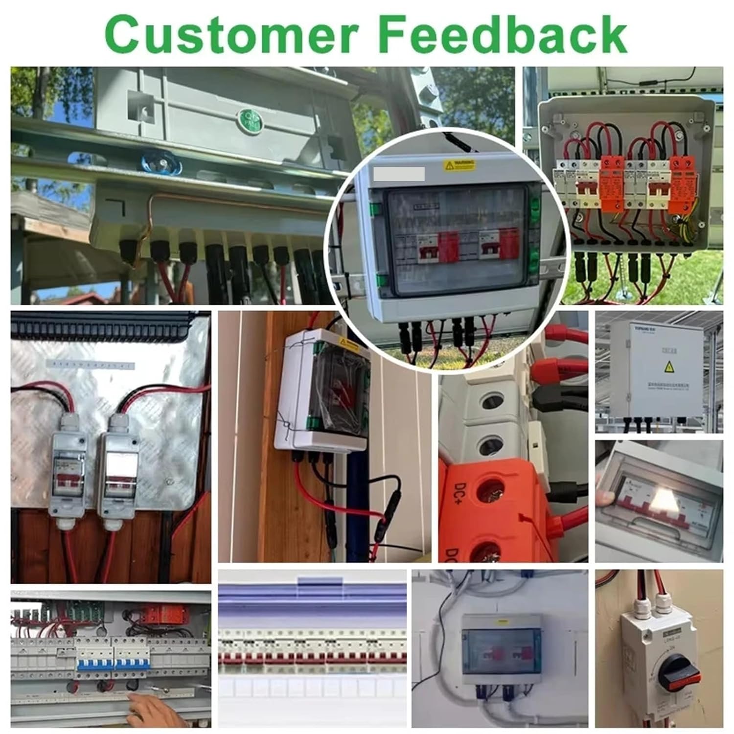 PV Array Combiner Box DC 500V 1in 1out 2in 2out IP65 PC/ABS with Circuit Breaker and DC Fuse Solar Power Distribution Box(2in 1out)