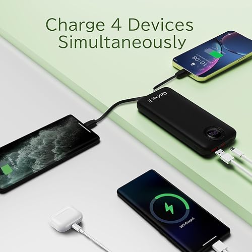 Miniatura 3 de Banco de energía, 10000 mAh, 22.5 W, cargador portátil máximo integrado, 4 salidas, 2 entradas externas, cargador de viaje de carga rápida de 5 V3 A