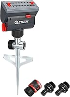 EDEN 94145 Mini Turbo Oscillating Sprinkler - 4-Way Adjustable, Step Spike, Covers 4069 sq ft, Heavy Duty Lawn Garden Watering