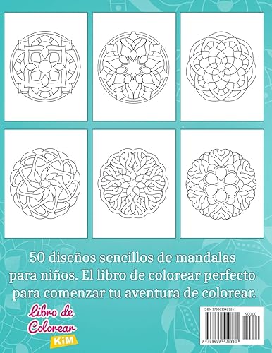 Vista 2 de Mandalas para niños Libro para colorear con patrones simples de mandala. (Spanish Edition)