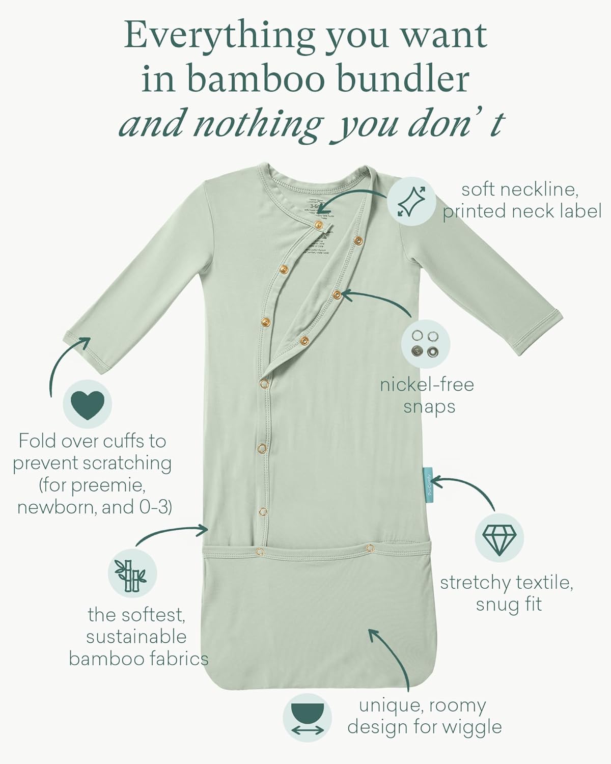 PurComfy Supersoft Baby Sleeper Gowns, Premium Bamboo Viscose Infant Nightgown Sleepers Preemie Newborn Snap Bundler - Image 2