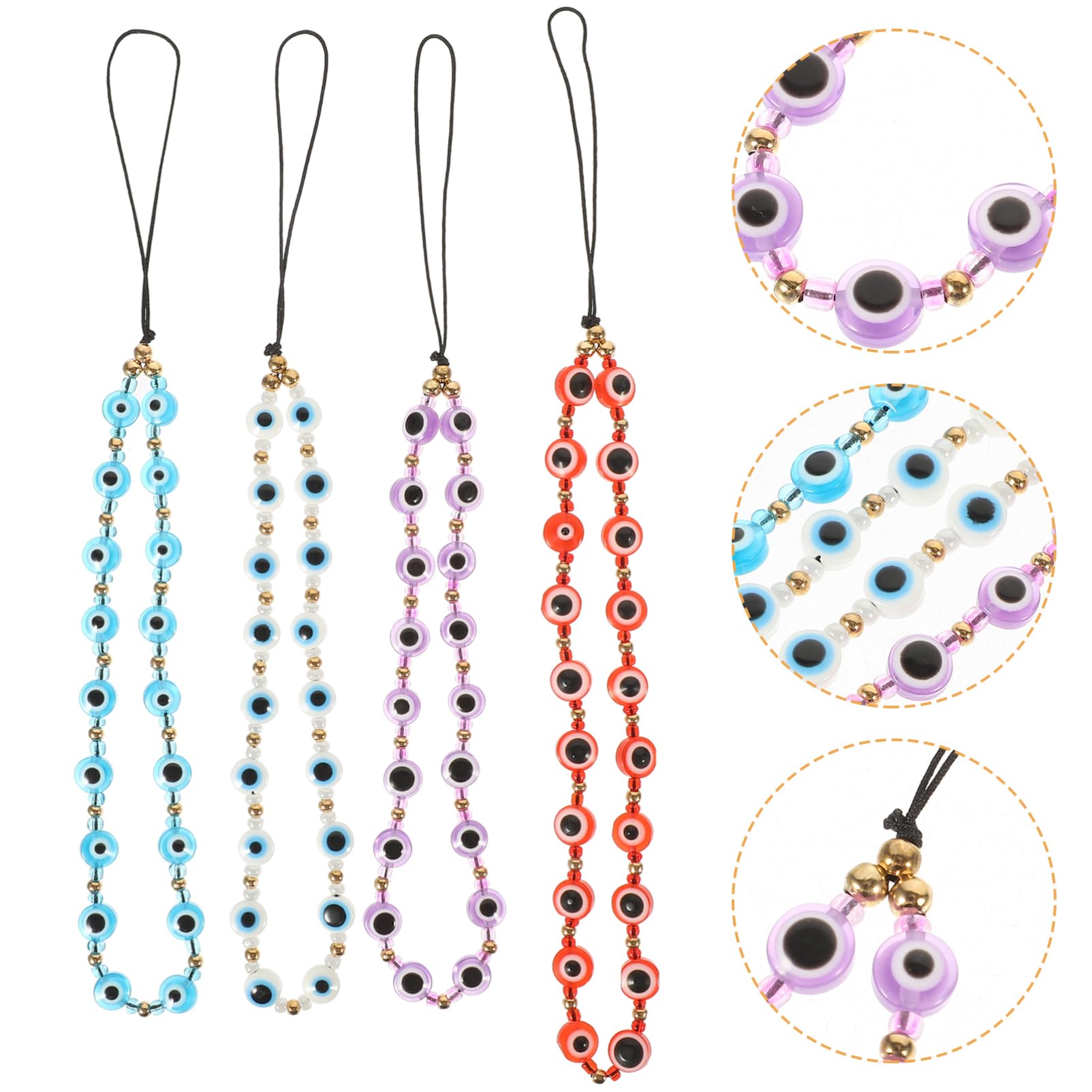 Housoutil Teufelsauge Perlen Handy Lanyard Handykette Camcorder Handy-aufhängeband Griff Gießen Telefonketten Makramee Ring Tablette Schleife Handyanhänger Finger Harz