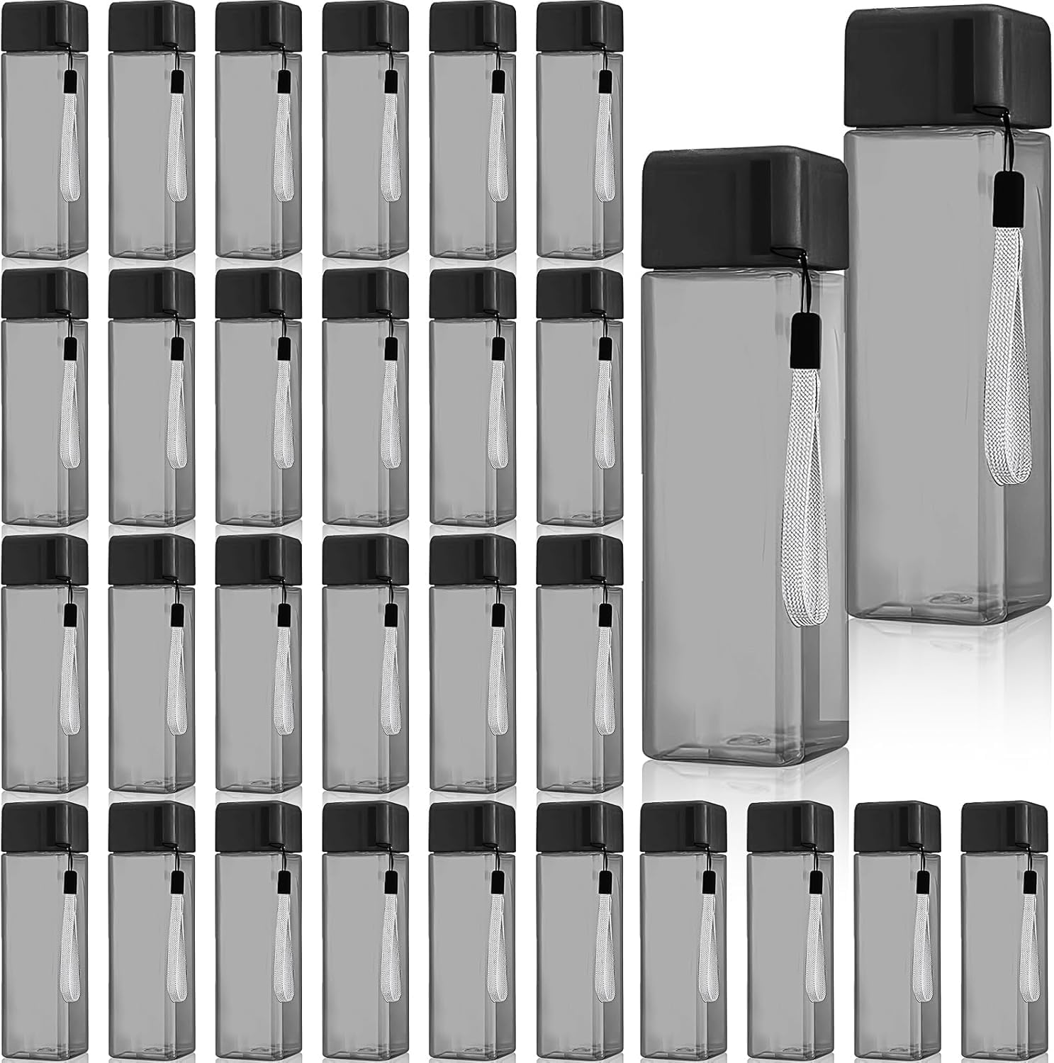 30 Pcs Water Bottle Bulk 17 oz Reusable Leak Proof Portable Bottles Plastic Sports Drink Bottles Large for Kids Adults for School Classroom Fitness Office Travel Camping