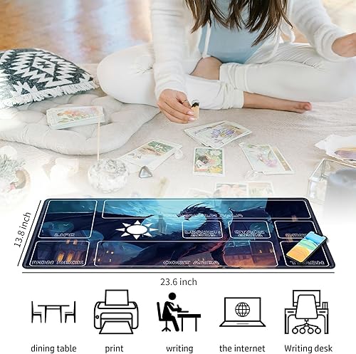 Miniatura 2 de BEOTIWAD Alfombrilla de mouse para TCG, tapete de juego, 23.6 x 13.8 pulgadas, tapete de juego para MTG RPG CCG, juego de cartas, tapete de mesa