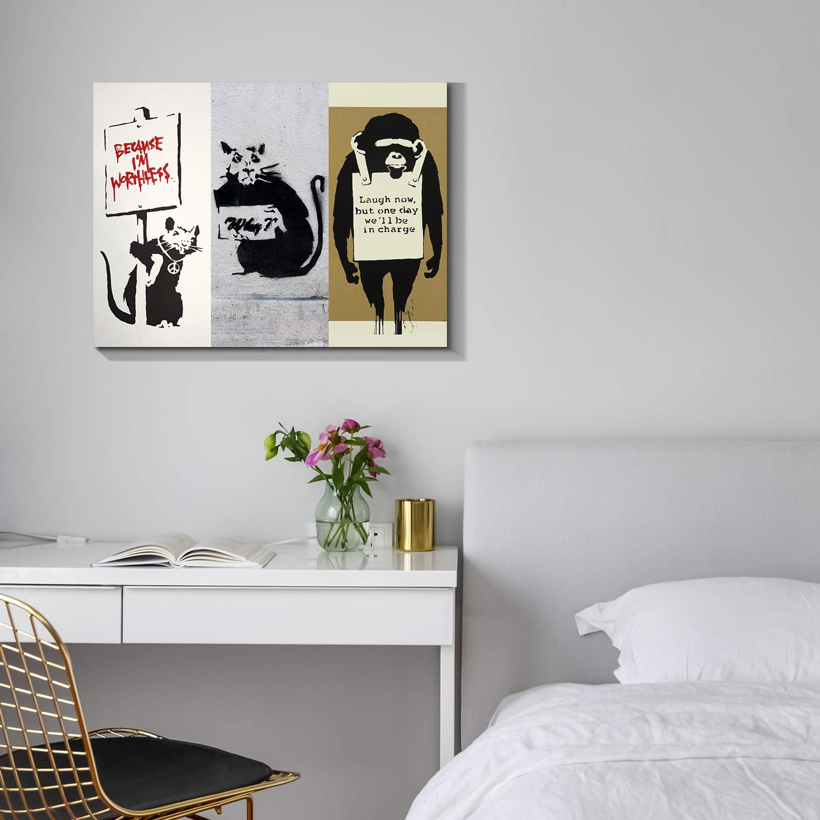 Amazon.com: Denozer - Banksy Wall Art Framed Collage Canvas Set of