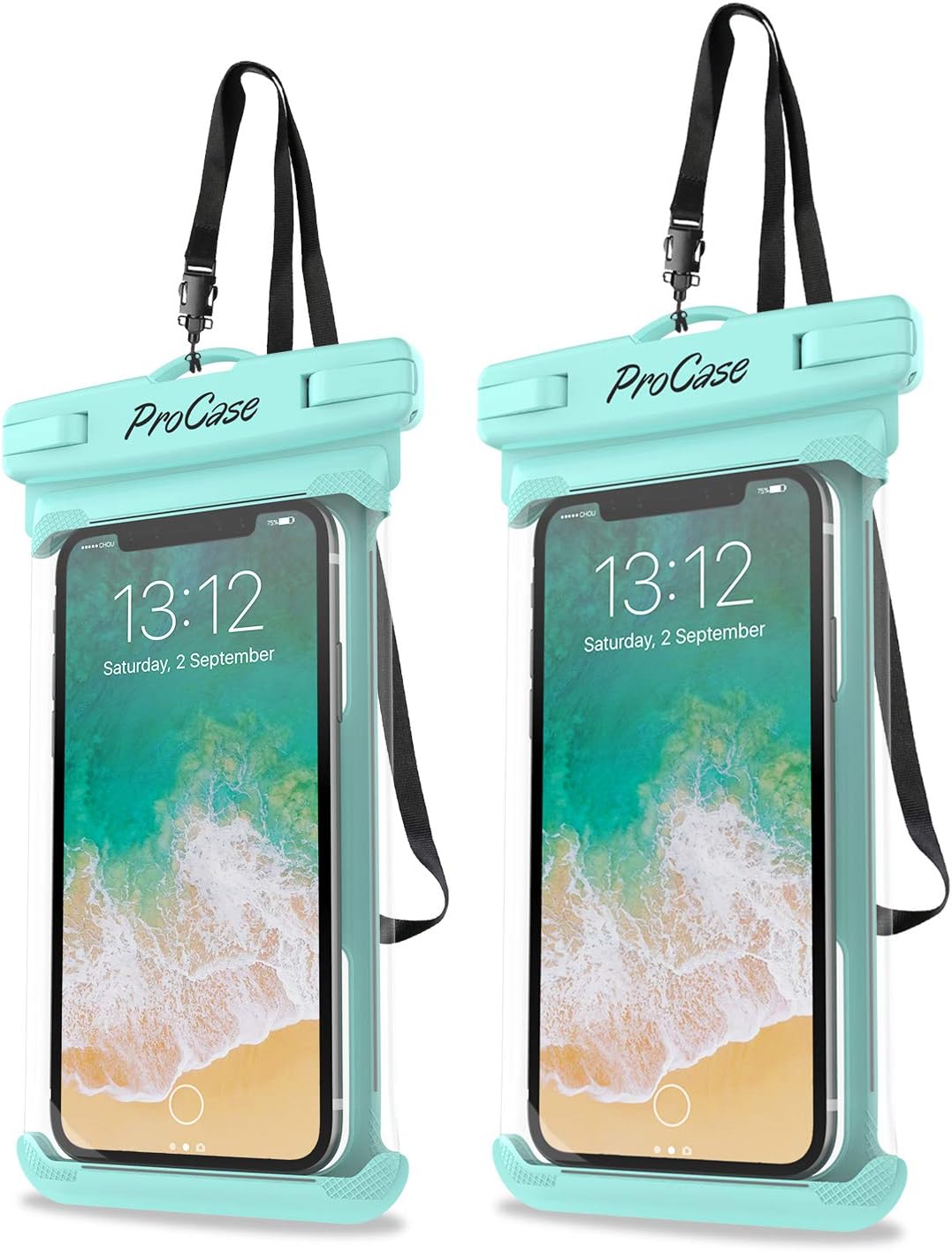 ProCase Waterproof Phone Pouch Case Dry Bag for iPhone 17 16 15 14 13 Pro Max Air Mini 12 11 Pro Max XR XS X 8 7 6S Plus, Galaxy S23 S22 S21 Note Pixel Up to 7", Cruise Essentials -2Pack, Green