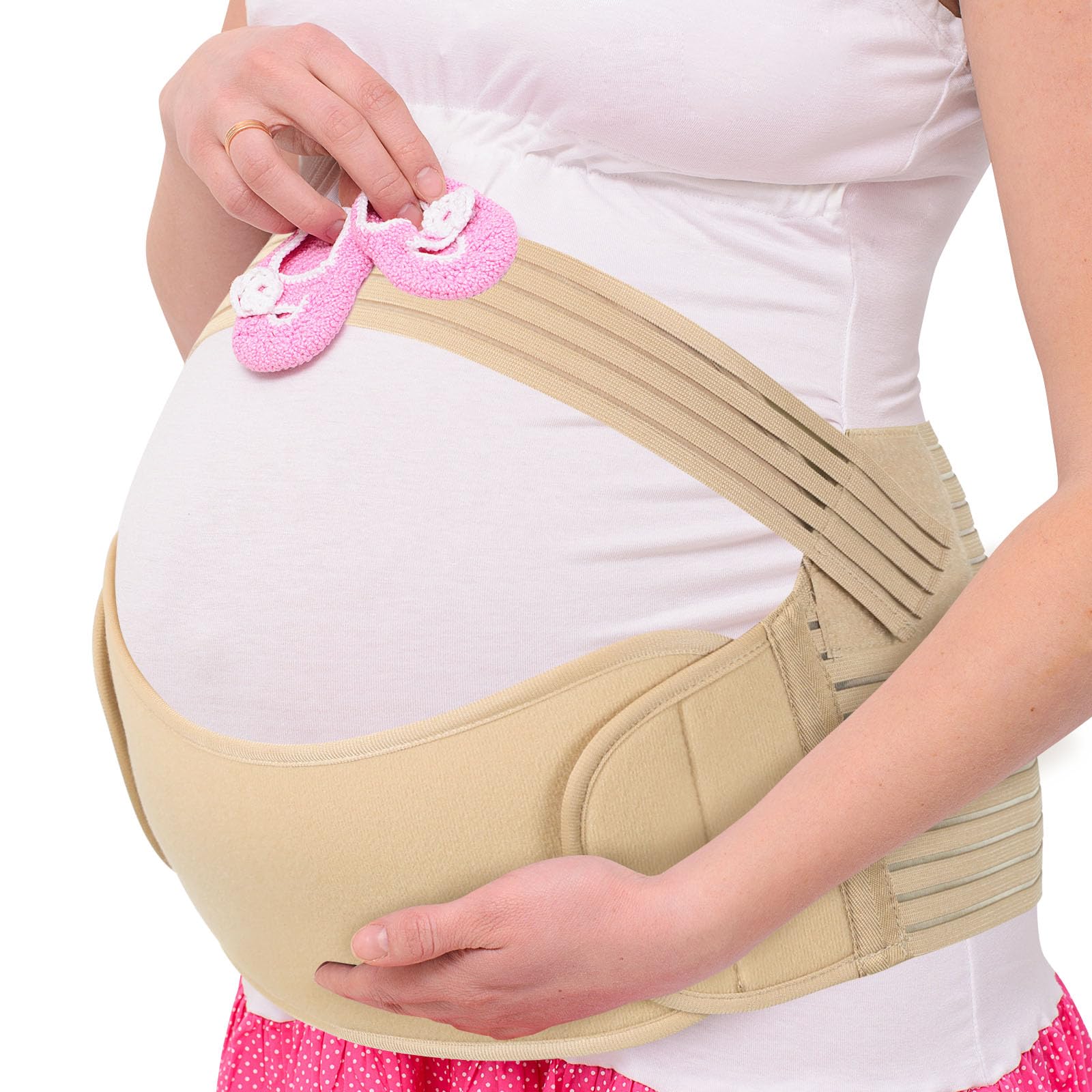 AUYAO Pregnancy Belly Band Maternity Belt Abdominal Binder Maternity Belt, Elastic Pregnancy Support Belt Adjustable Pregnancy Belly Band Pelvic Girdle Belt for Pregnancy Support(Black) — view 9