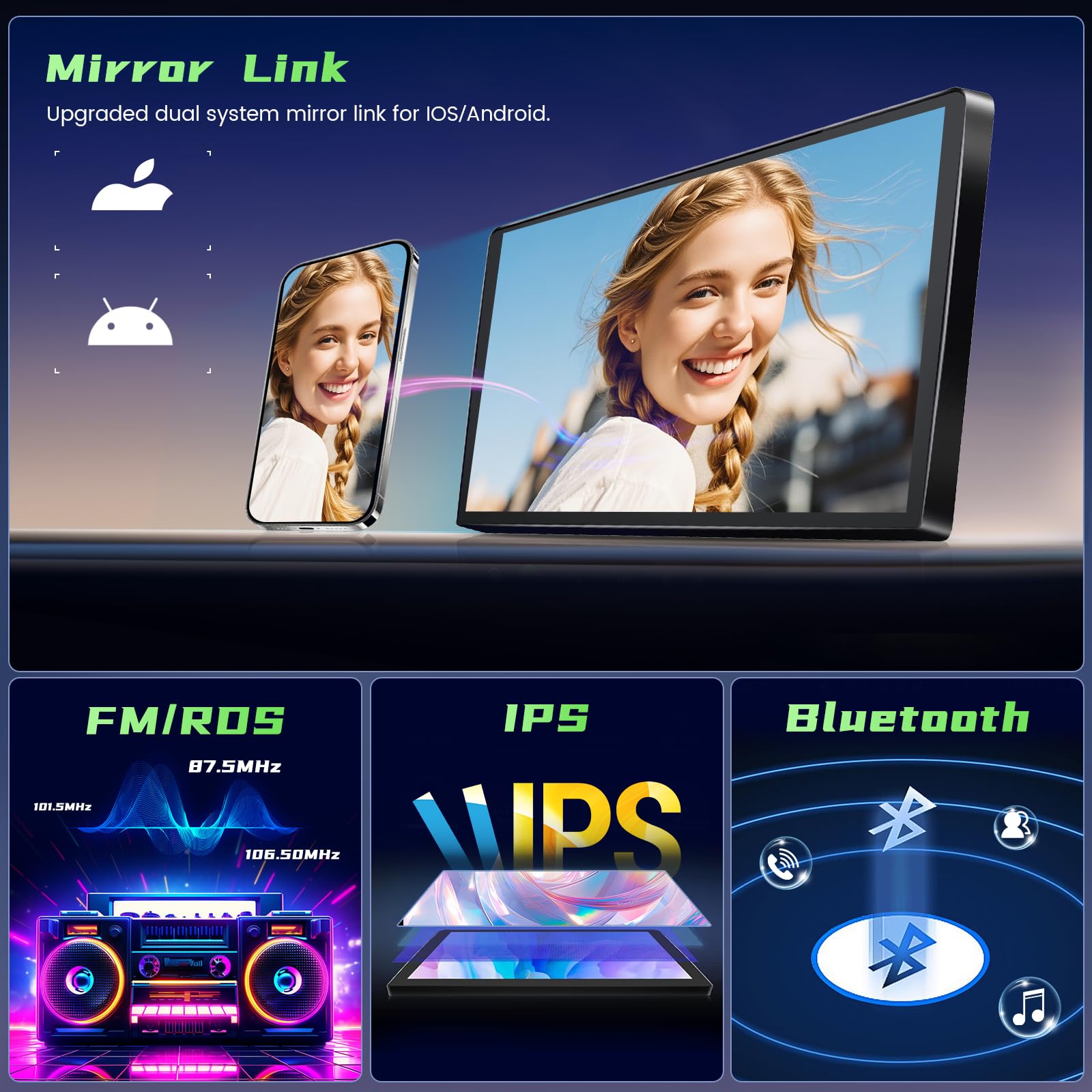 Hikity 2G+64G Android 15 Autoradio 7" pour Toyota Corolla CarPlay