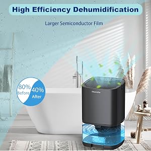 MADETEC Dehumidifier, Small Dehumidifiers for Home 350Sq.ft, 35 OZ Water Tank with Auto-off, Ultra Quiet, Enery-saving, Mini Dehumidifer for Basement Bedroom Bathroom Closet Garage RV(Black)