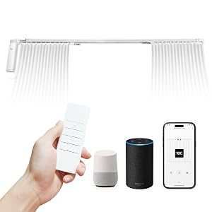 Osprey Smart Curtain Track Single-Piece Motorized Rod 5ft11-10ft9 Adjustable Length Quiet Heavy-Duty Motor Remote App Control Works with