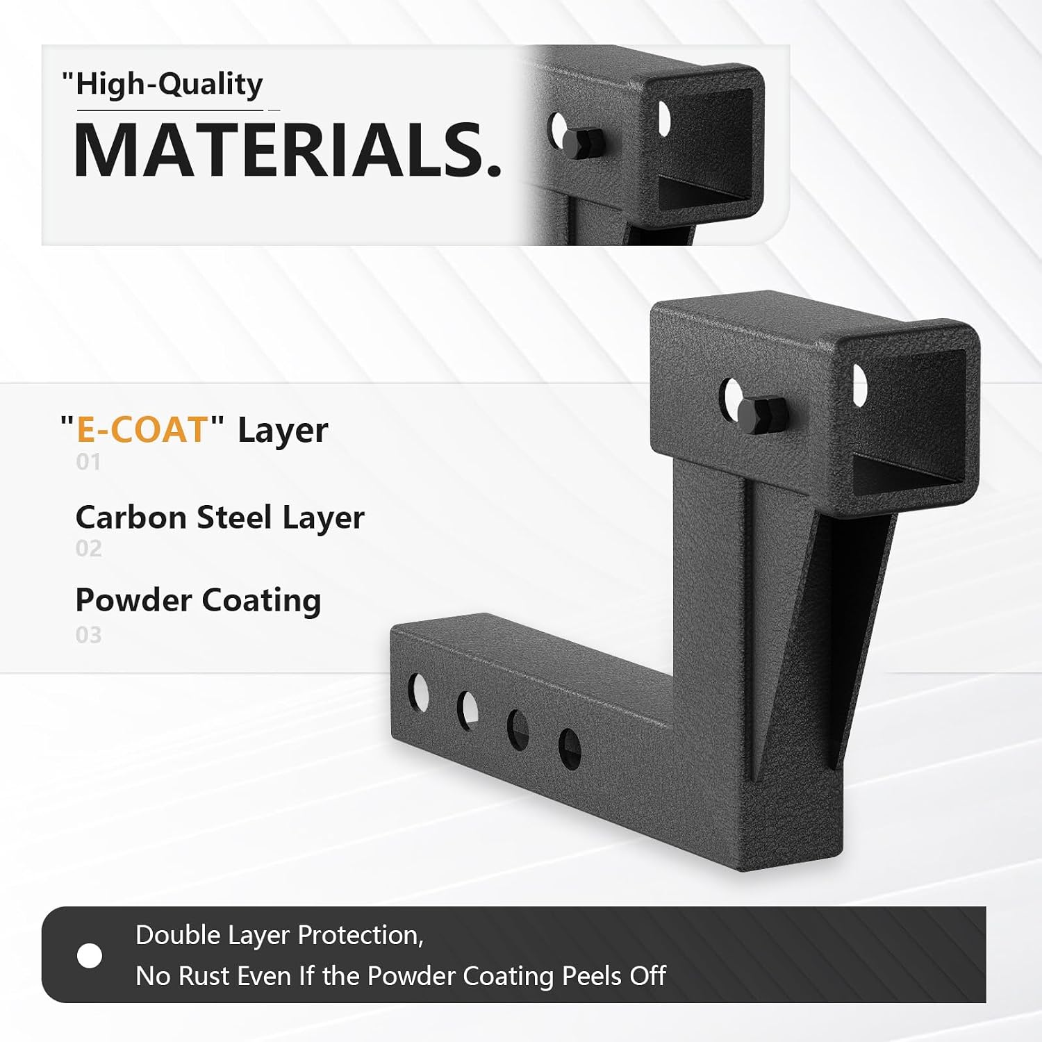 Tow Hitch, 2 Inch Towing Trailer Extension Riser for 2-Inch Receiver, 6.6" Rise/Drop, 7500 lbs Capacity, Adjustable Lengths 5", 6", 8", 9", Solid Tube, Includes Bolt, Nut & Clip, Matte Black
