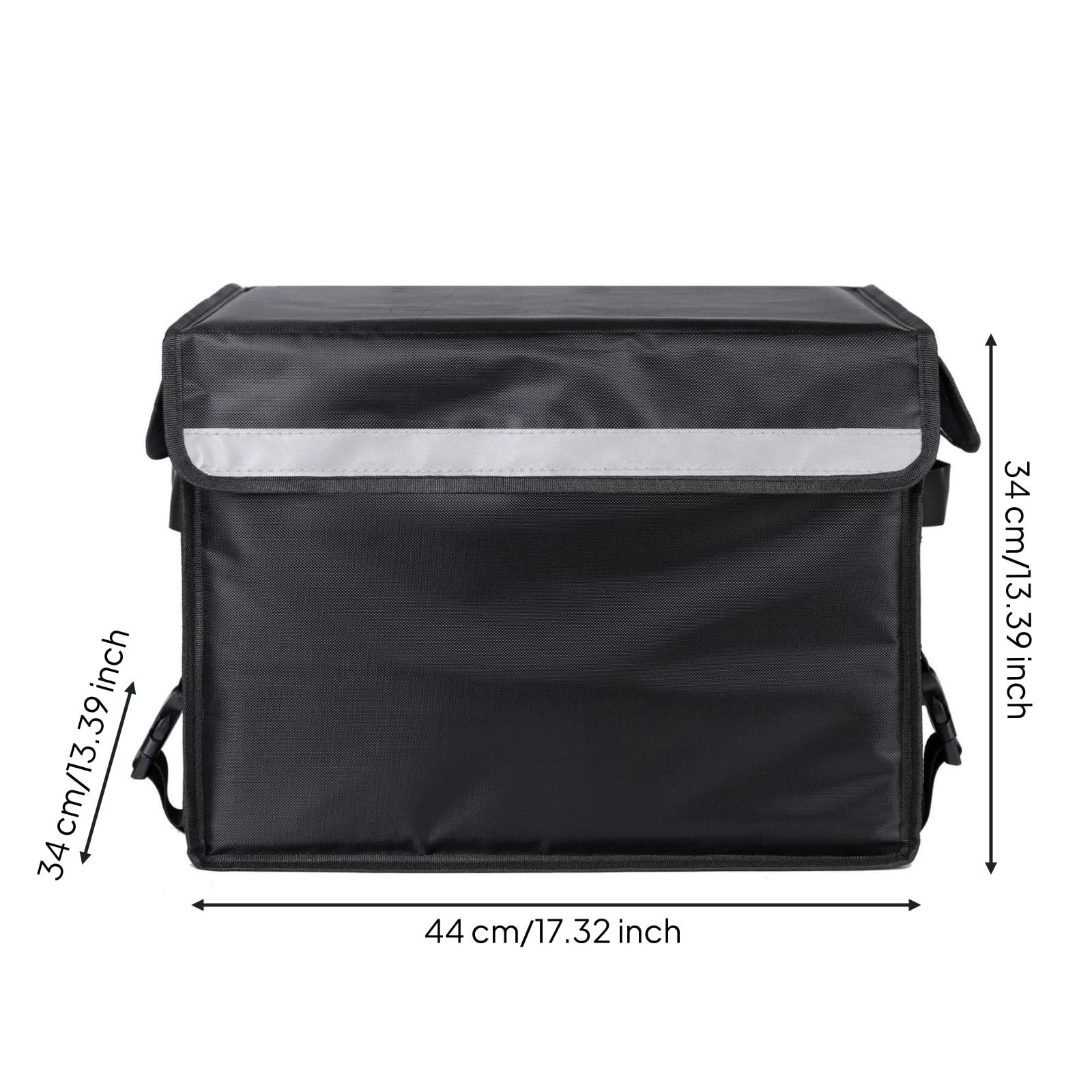 Caja Entrega Alimentos Rígida Mochila con Correas Reforzadas Reflectante Bolsa Térmica para Entregas en el Hogar, Transporte en Motocicleta, Negro, 45 Litros