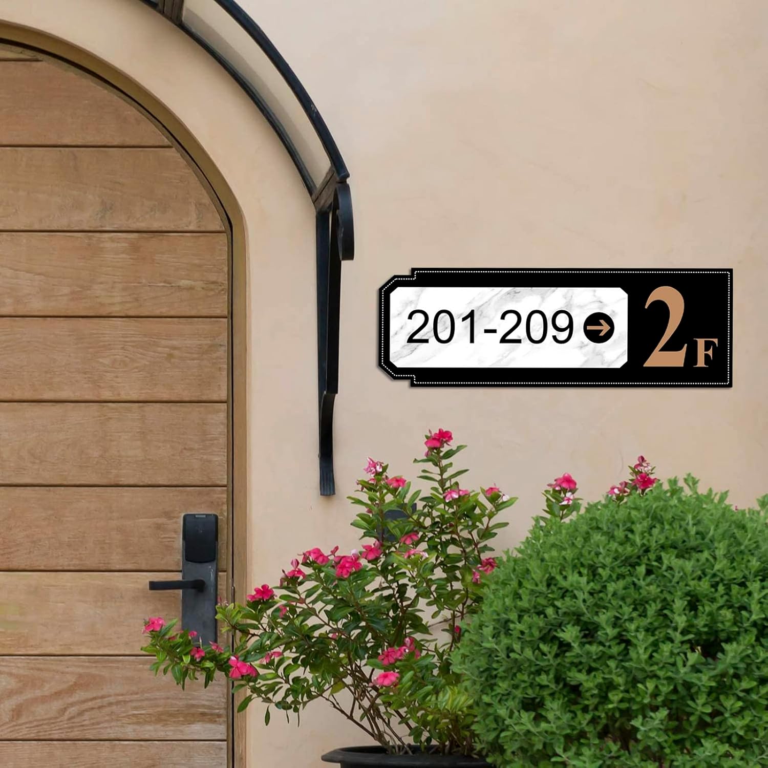 Customize Your Own Door Sign with Left/Right Arrow Self Stick House Number Address Plaque Personalized Door Room Wall Mounted Acrylic Direction Plate for Home Department Office Hotel Street Sign