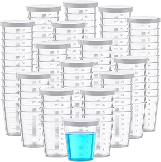 200pcs Plastic Medicine Cups with Lid 30ml Clear Medical Measuring Scale Cups Measure Graduated Container for Medical Purposes or Mixing and Measuring Resin Epoxy, DIY Arts and Crafts(30 ml)