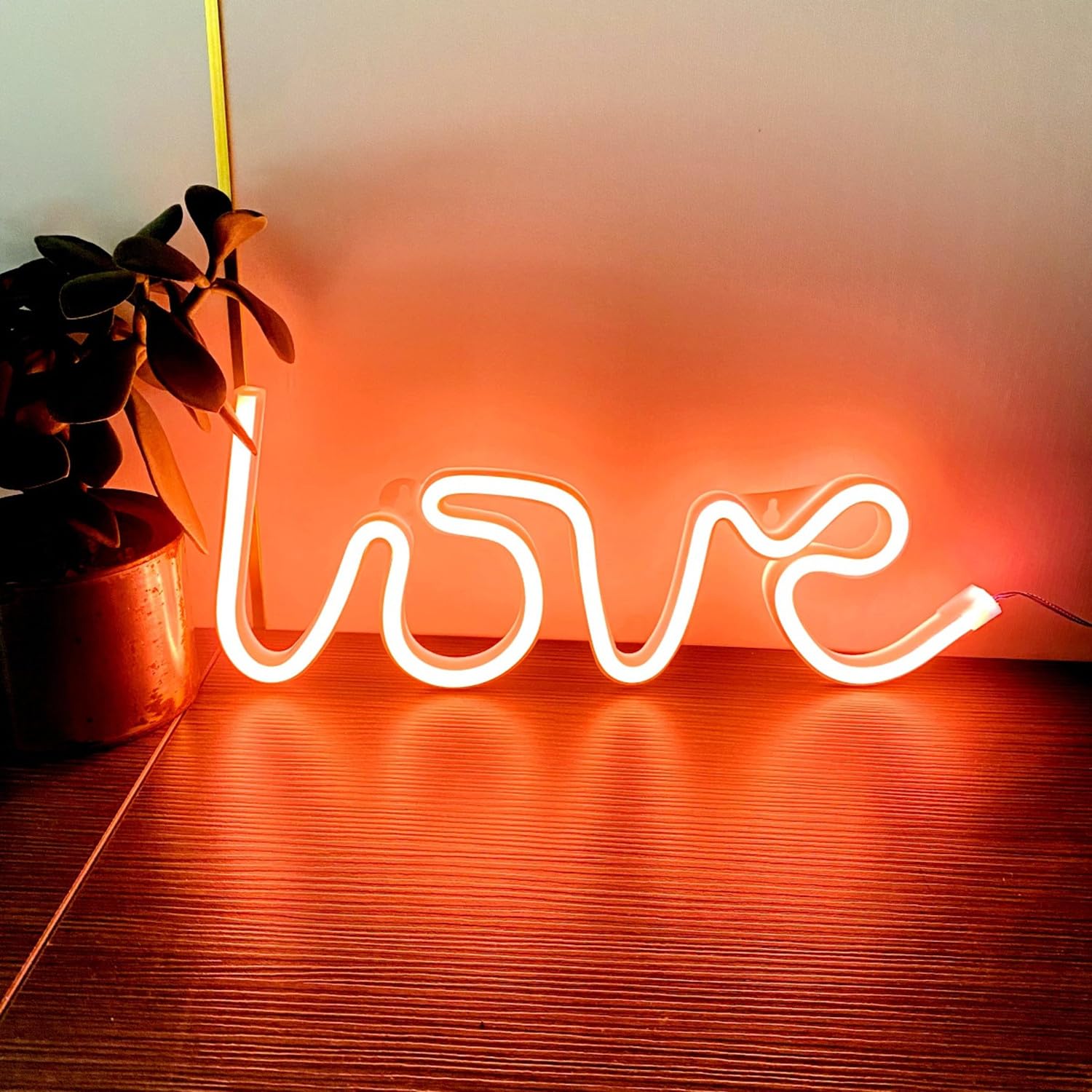 HFHungkeong 2Pcs Love Neon Sign,Neon Wedding Signs Powered by 3xAA Battery or USB,Love Lights for Girls Women Bedroom,Wedding Party,Birthday,Proposal,Gifts for Mother's Girlfriend Wife(Peach Pink)