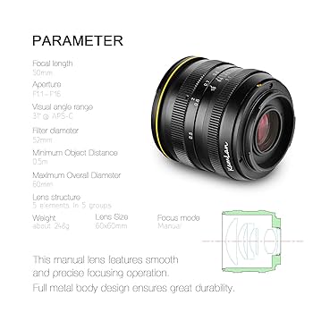 Amazon.co.jp: Kamlan 50mm f/1.1 マニュアルフォーカス