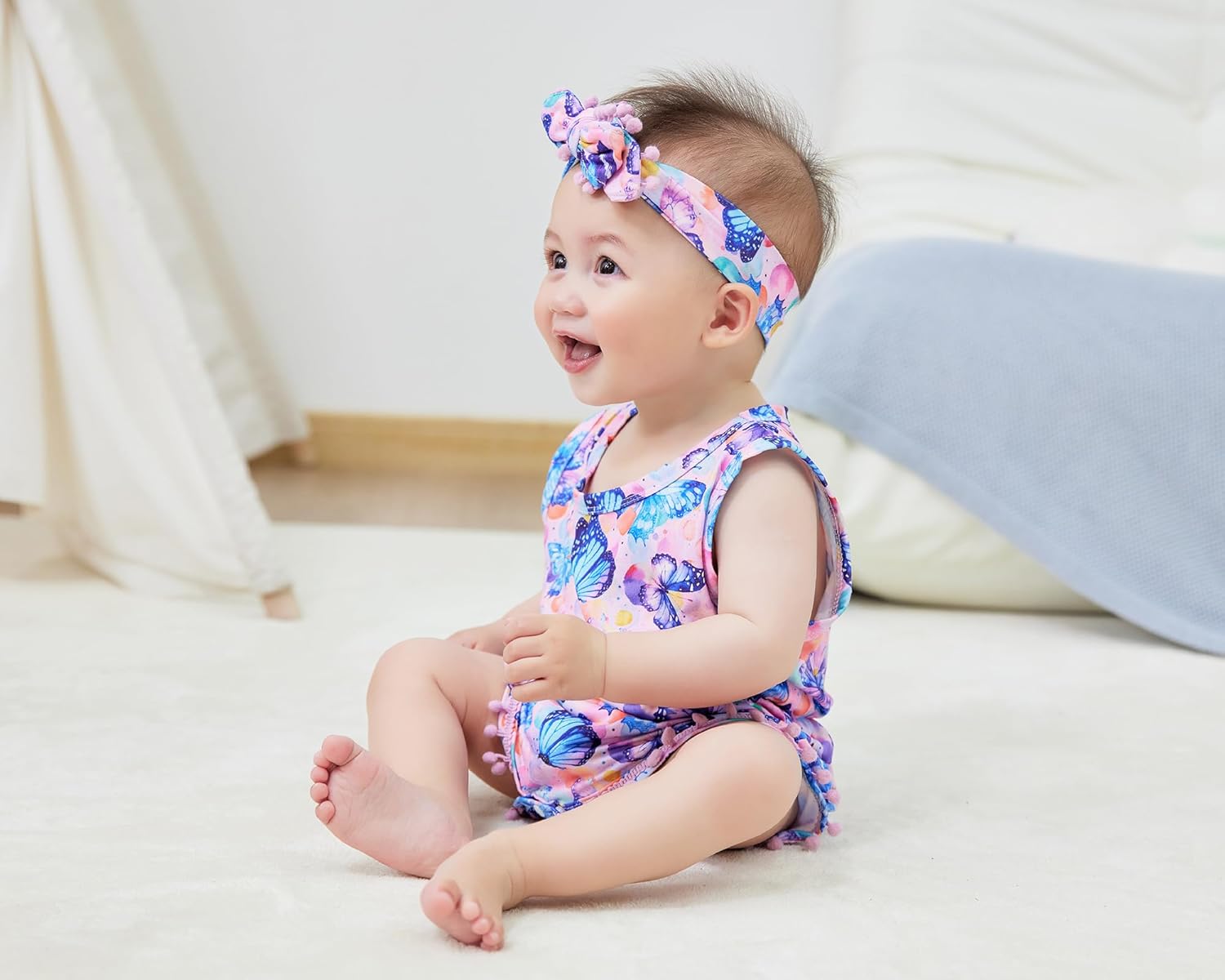 BFUSTYLE Baby Girl Clothes 0-24 Months Outfit Sleeveless Infant Romper Bodysuit with Headband - Image 5