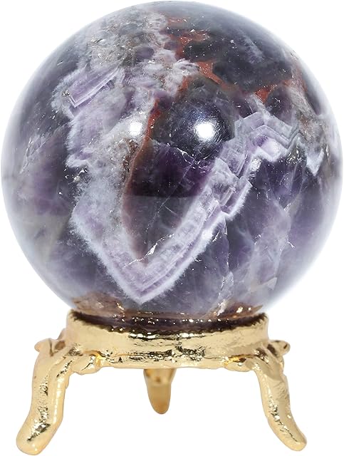 FASHIONZAADI Amethyst Gemstone Sphere Ball With Stand For Chakra Balancing Feng Shui Handmade Ball Reiki Healing Crystal Divination Stone Sphere Ball Spiritual Gift & Home Decor Size :- 50-60 Mm