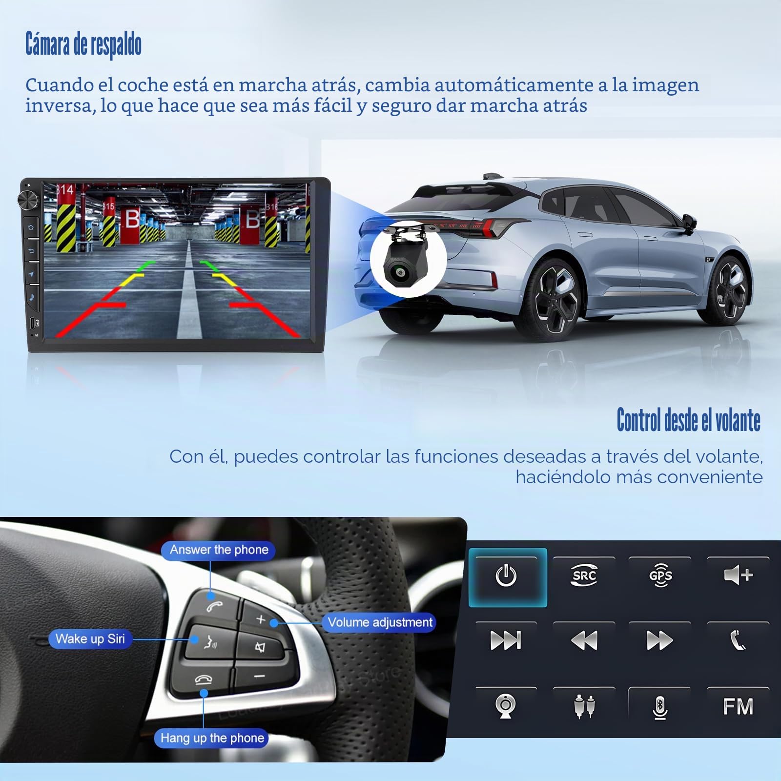[4G+64G] Inefala Android 15 Radio Coche para Seat Leon MK2 2005-2012 con Wireless Carplay Android Auto, 9" Pantalla Autoradio con GPS WiFi RDS/FM Bluetooth EQ SWC Cámara Trasera Mic
