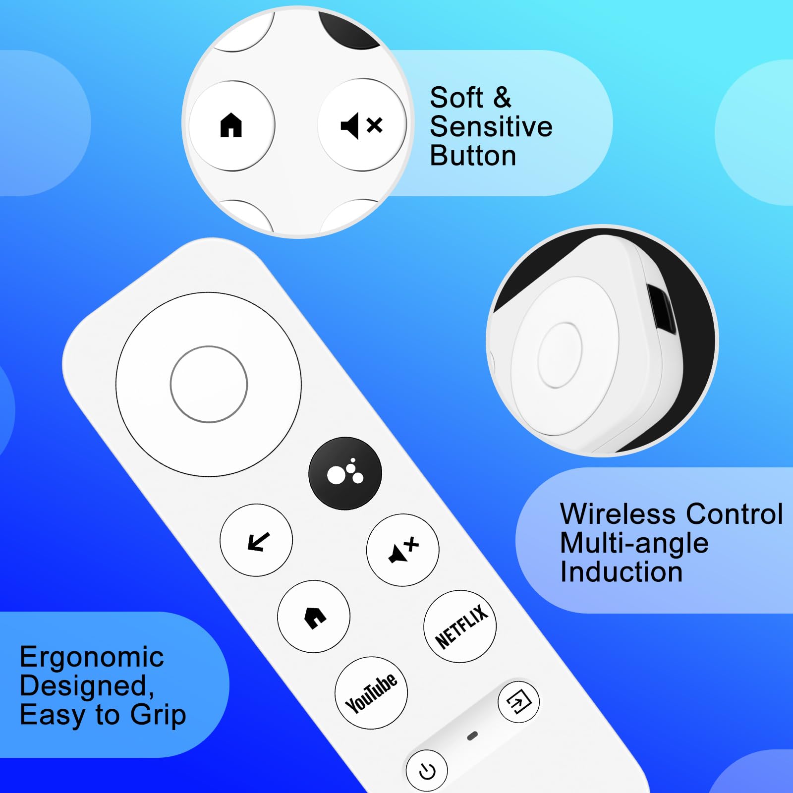 G9N9N Vervangende afstandsbediening voor Google Chromecast TV 4K Snow Bluetooth spraakafstandsbediening compatibel met Google GA01409-US, GA01919-US, GA01920-US, GA01923-US, GA02463-US, GA02464-US