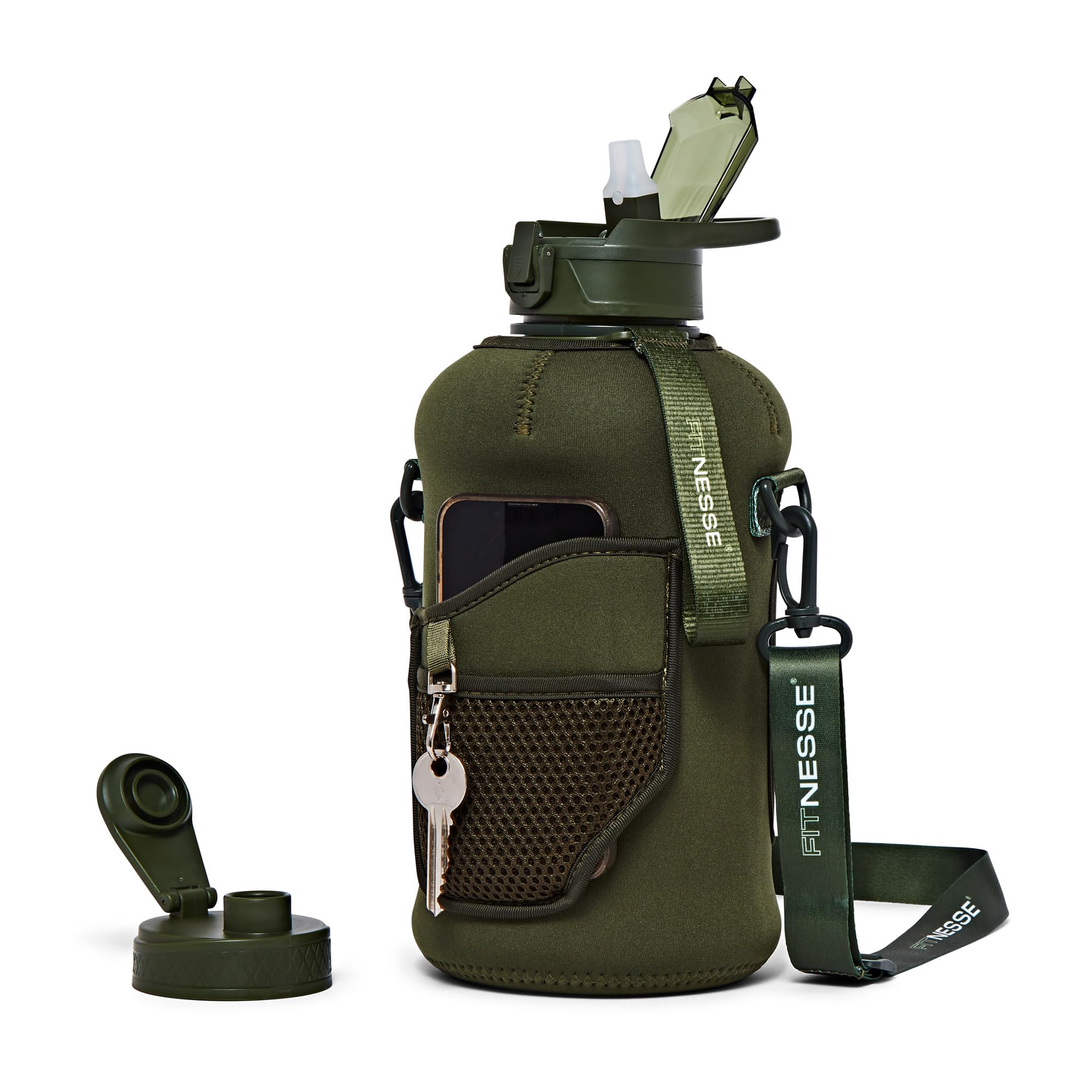 Gourde sport 2,2l sans BPA avec paille et poignée pour le fitness et la musculation