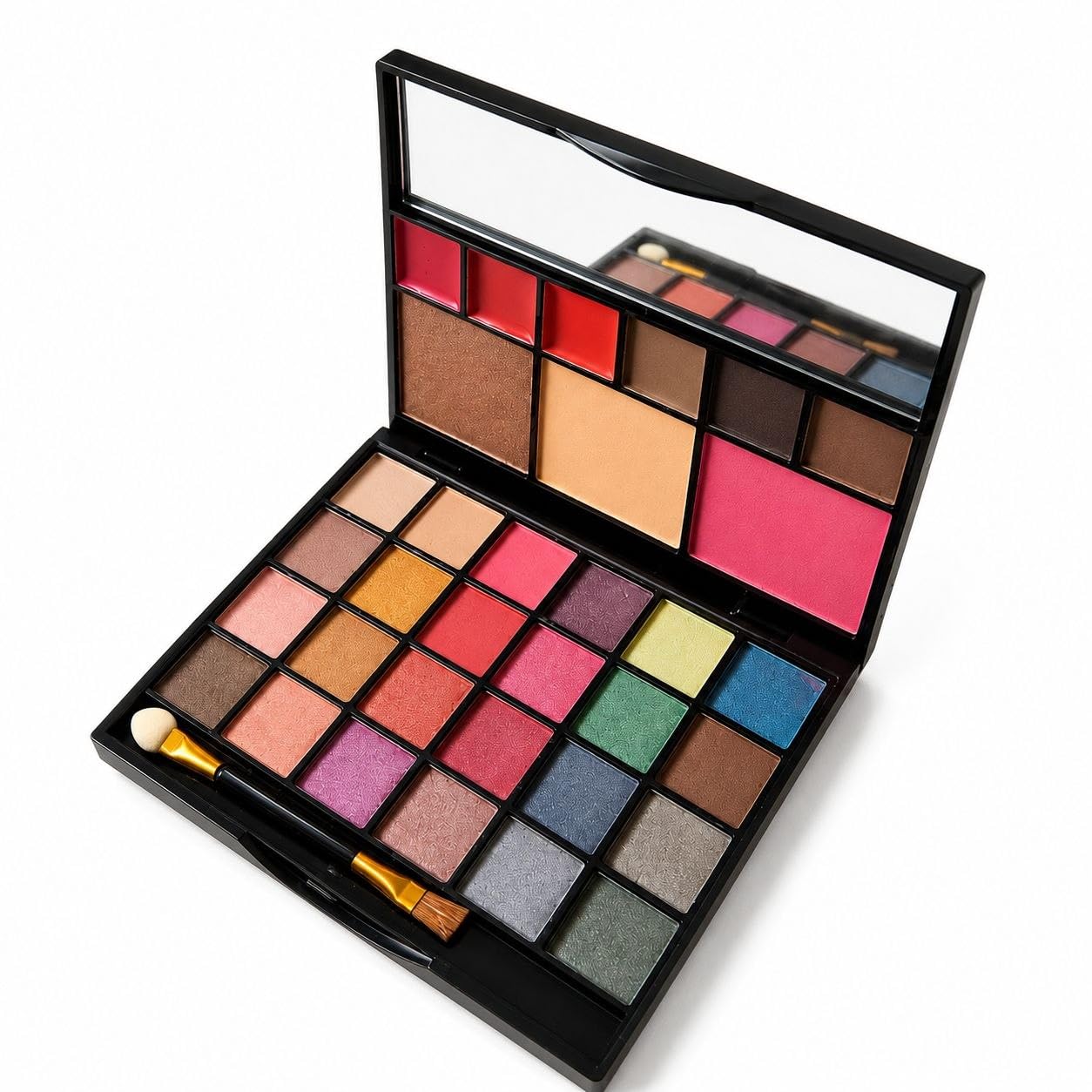 Makeup Kit Eyeshadow Palette with Brush, 3 Eyebrow Powder, 3 Lip Gloss, 2 Applicator, Blush Contour and Highlighter Palette for Girl & Womens-image-16