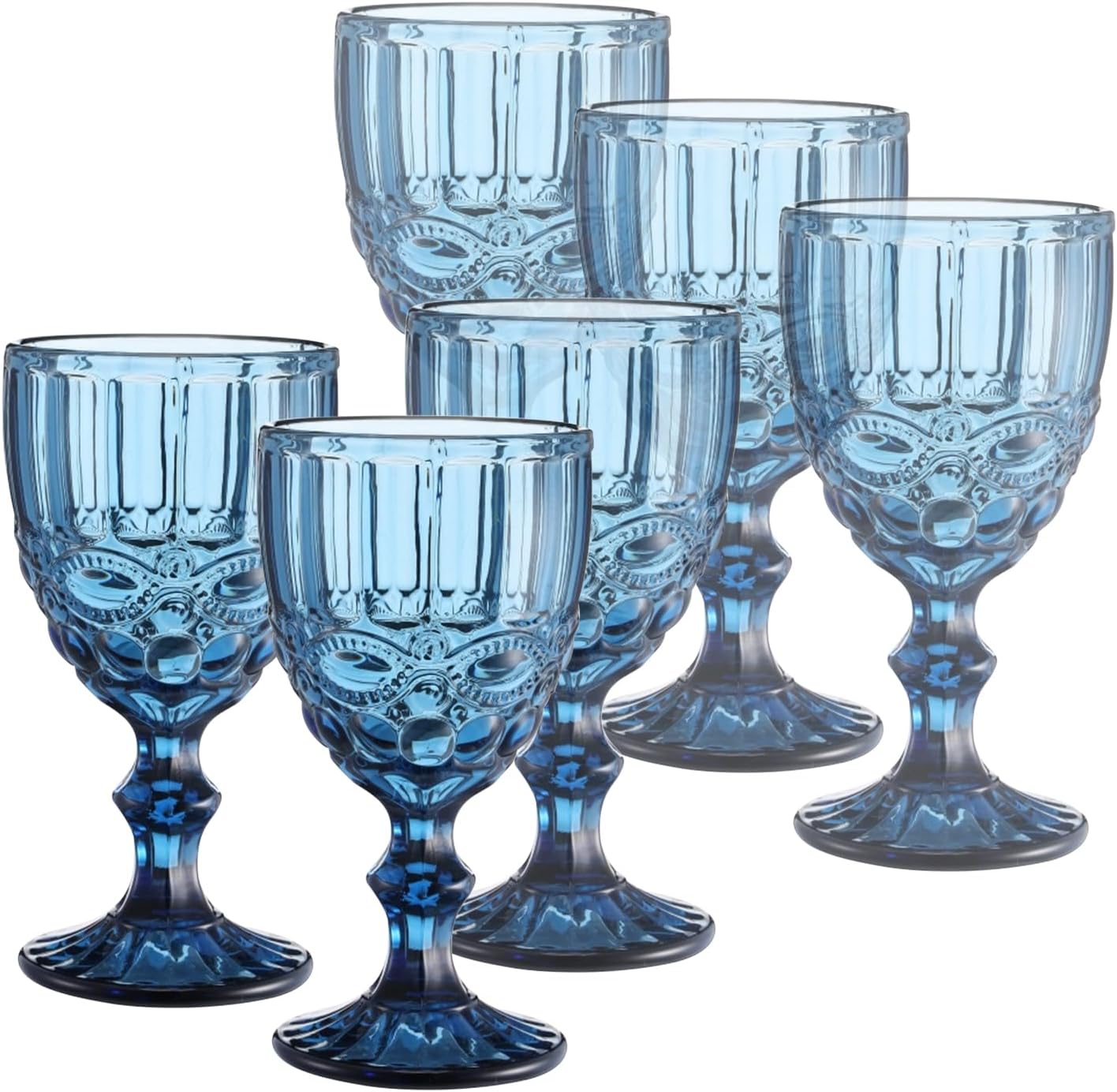 6 Pieces Vintage Wine Glasses Set, 8 Ounce Colored Glass