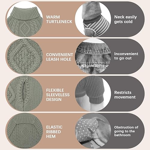 Miniatura 3 de BINGPET Suéter de punto térmico para perros pequeños, medianos y grandes, abrigo de invierno para perros y gatos, trajes cálidos, suéter clásico de