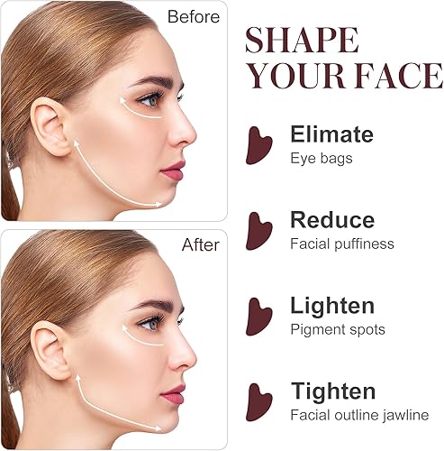 Vista 19 de rosenice Gua Sha Herramientas Faciales Natural Gua Sha Jade Piedra para el Cuidado de la Piel Facial Cuerpo para SPA