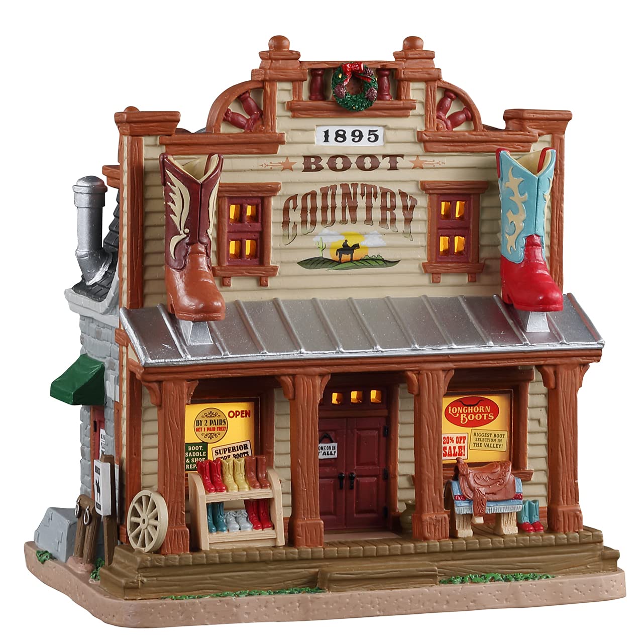 Lemax Brown - Boot Country, B/O Led- Seasonal And Christmas Decorations