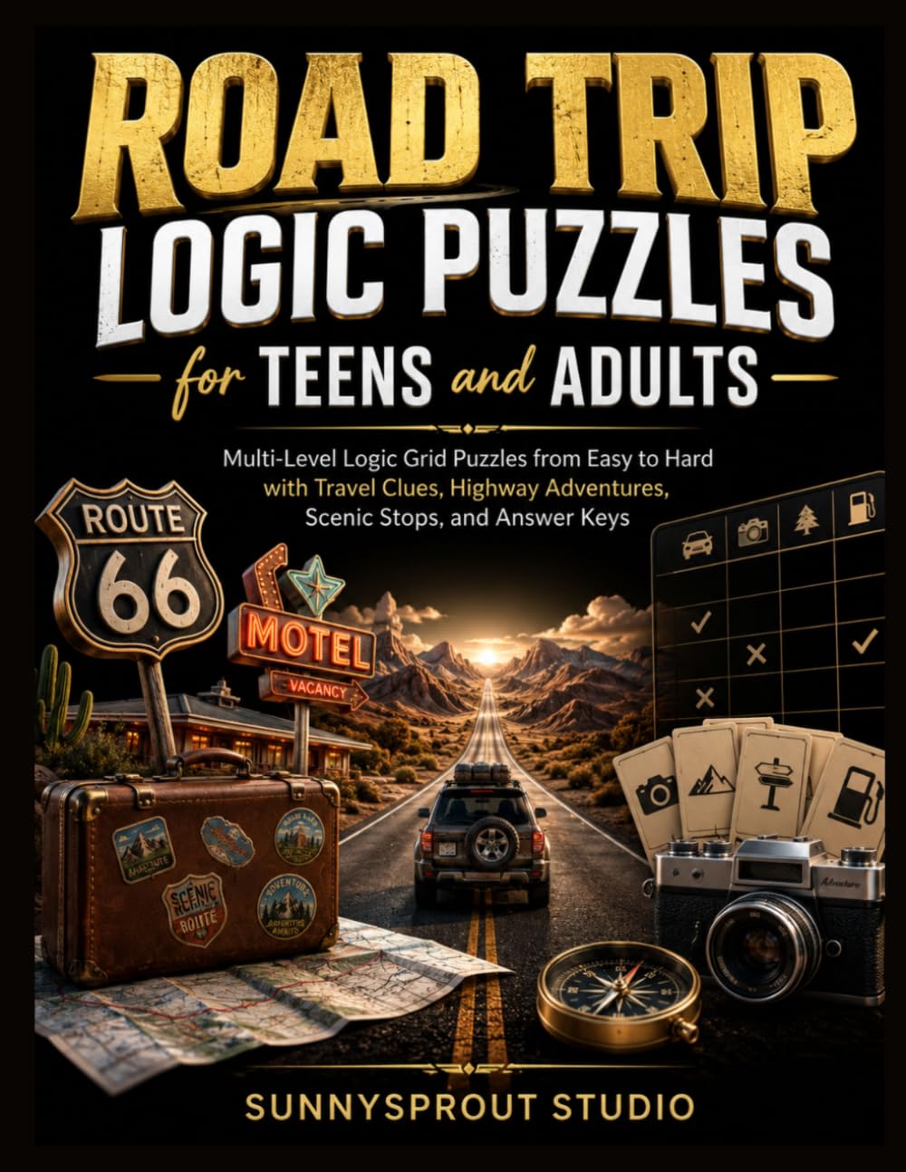 Road Trip Logic Puzzles for Teens and Adults: Multi-Level Logic Grid Puzzles from Easy to Hard with Travel Clues, Highway Adventures, Scenic Stops, and Answer Keys (Travel & Adventure Logic Puzzles)