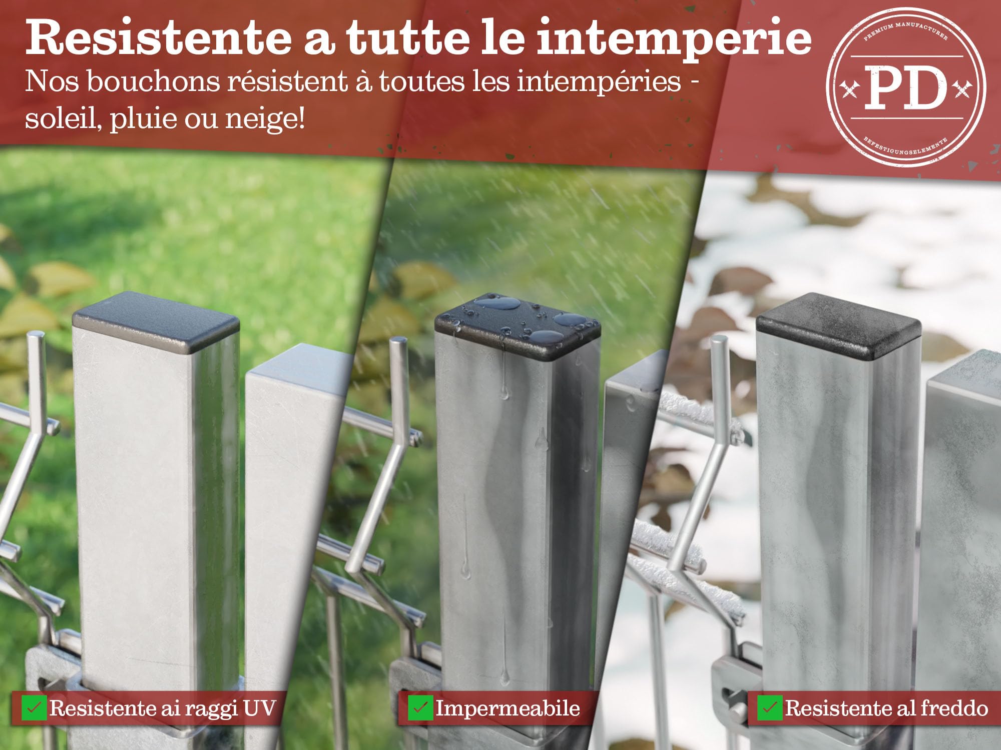 Tappi terminali rettangolari in plastica PE 25 x 15 mm per tubi quadrati, 10 sztuk