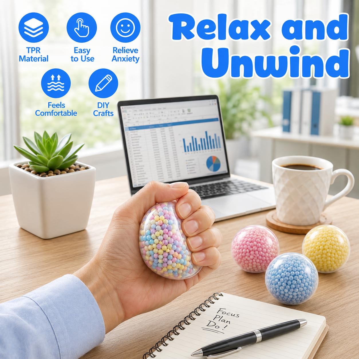 FOOGWEE Kit de recharge de balles anti-stress vides, 30 pièces de 6 cm avec outil d'extension, seringue de retrait d'air et 40 attaches zippées, transparentes, blanc laiteux et texturées