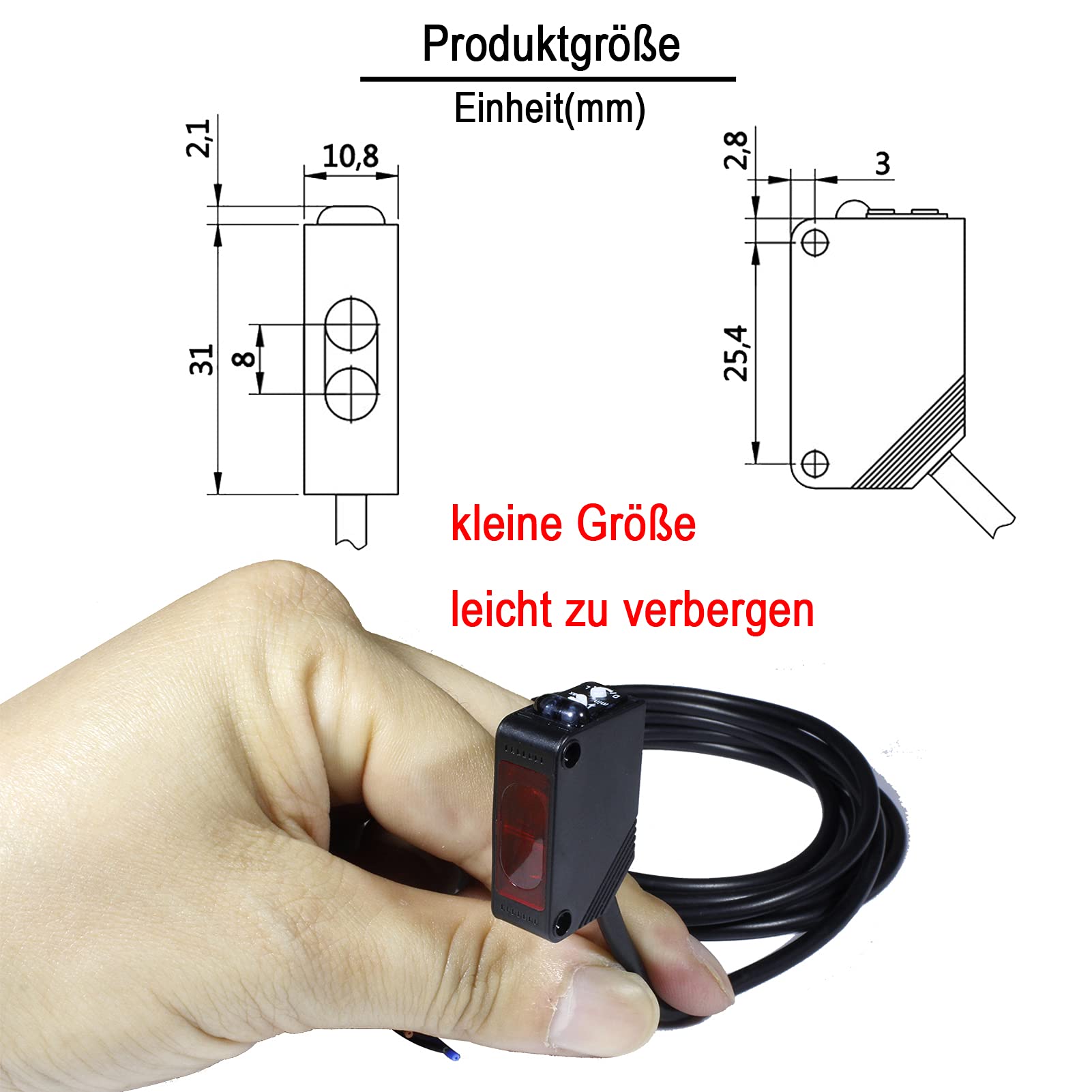 STBTECH 2 Pcs Commutateur Capteur Photo¨¦lectrique, Interrupteur ¨¤ R¨¦tror¨¦fl¨¦chissant de Proximit¨¦ R¨¦flexion,D¨¦tecteur pour Montage Mural Int¨¦rieur NPN (Commutable NO ou NC) E3Z-R61 12-24V