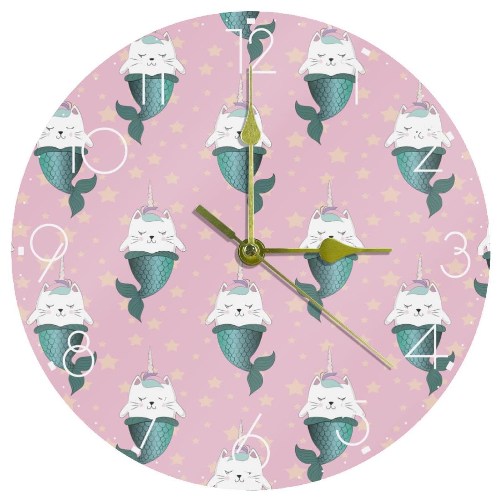 Horloge murale silencieuse licorne 25cm en acrylique sans tic-tac pour chambre