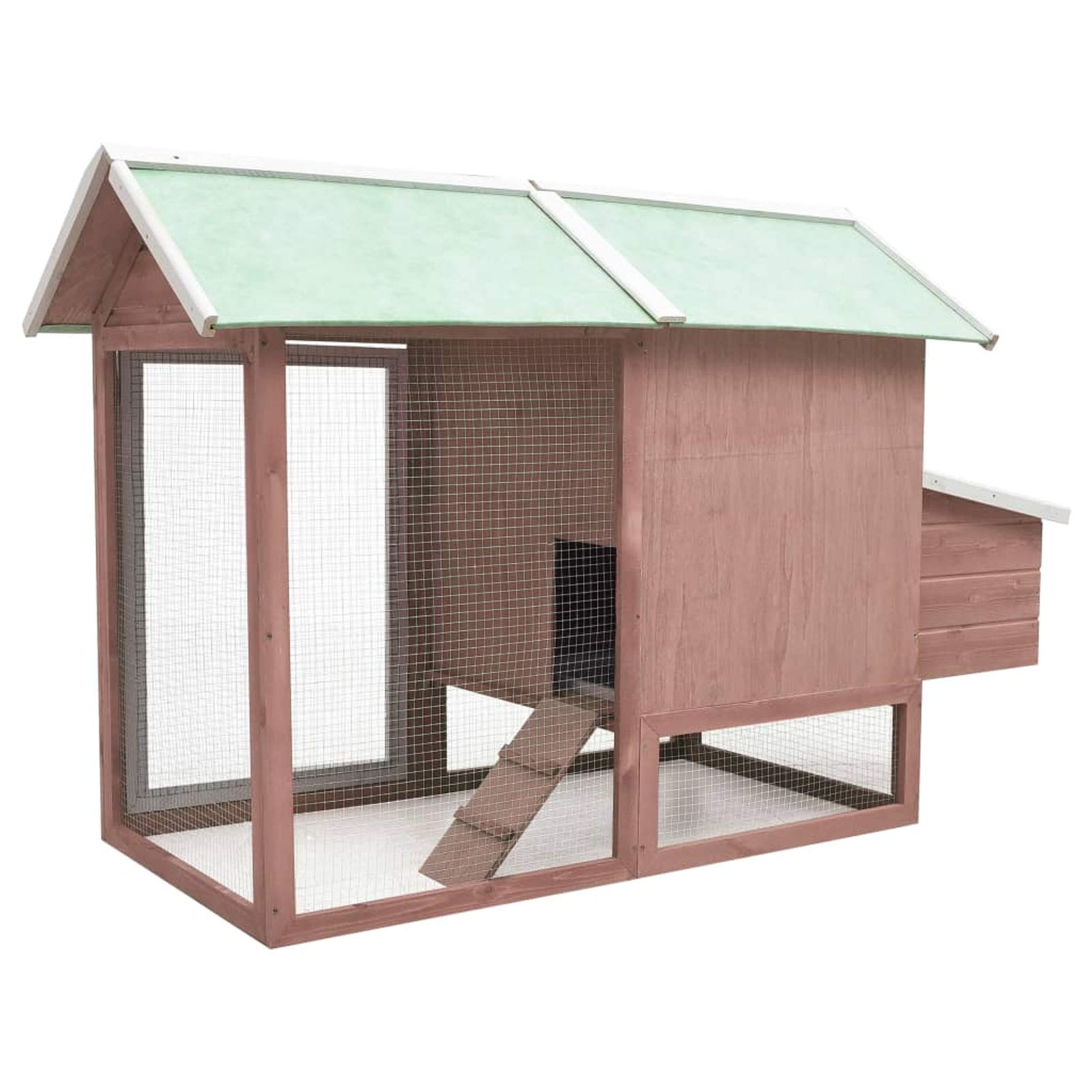 Homgoday Jaula para pollo, 170 x 81 x 110 cm, madera maciza de pino y abeto, gallinero y corral, gallinero, jaula de aves de corral para gallinas, patos, conejos, perros, jaula de aves de corral