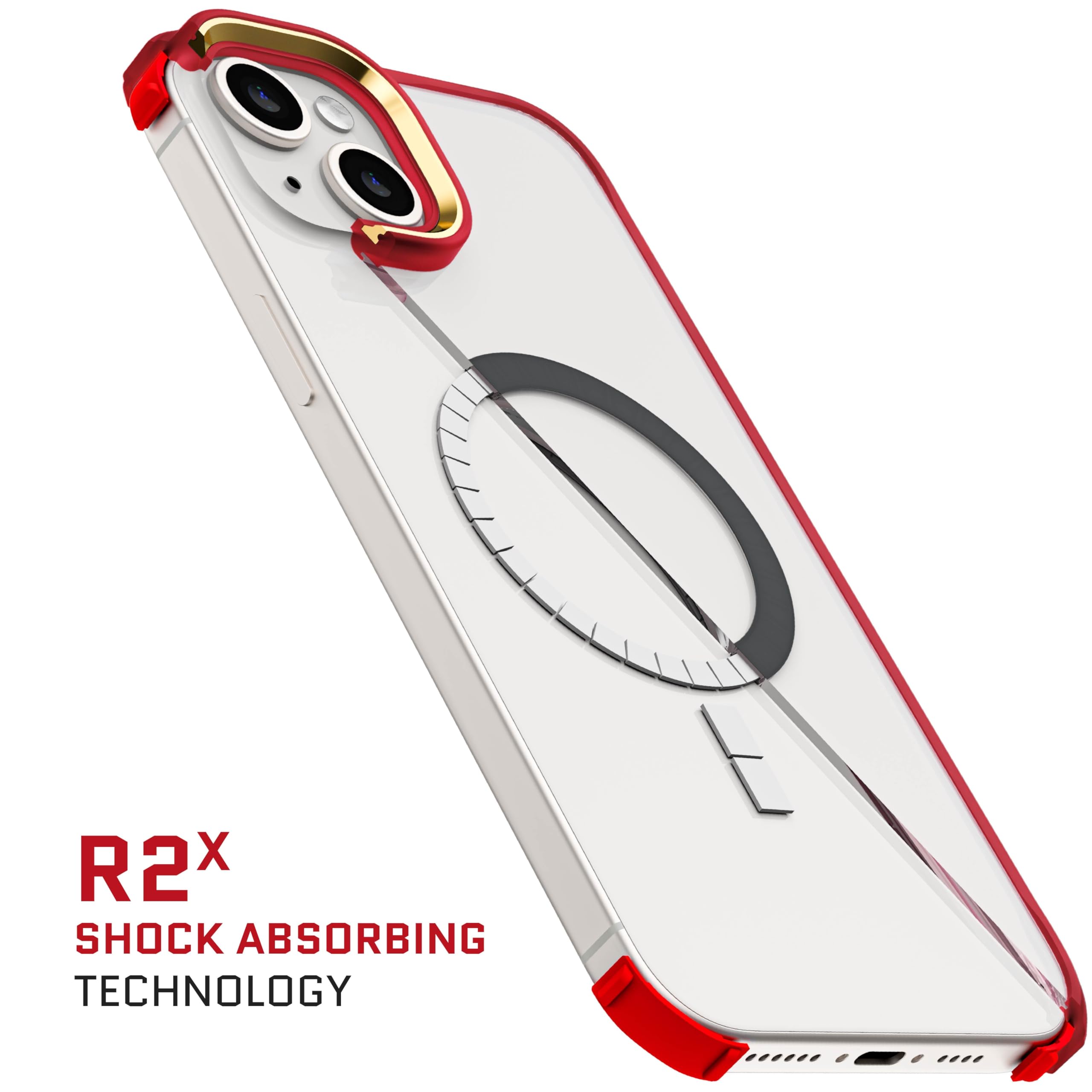 Ghostek Covert MagSafe - Funda transparente de silicona a prueba de golpes para Apple iPhone 15 Plus, compatible con MagSafe magnético (6.7 pulgadas, rojo)