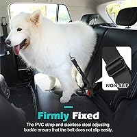 Vista 6 de Pawaboo Cinturón de seguridad universal ajustable para mascotas de 20 pulgadas, a prueba de mordeduras, con correa ajustable, arnés de cinturón