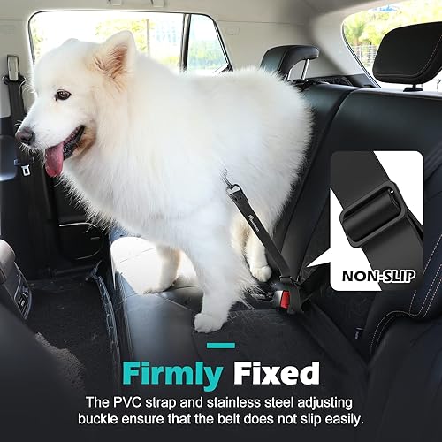 Miniatura 6 de Pawaboo Cinturón de seguridad universal ajustable para mascotas de 20 pulgadas, a prueba de mordeduras, con correa ajustable, arnés de cinturón de