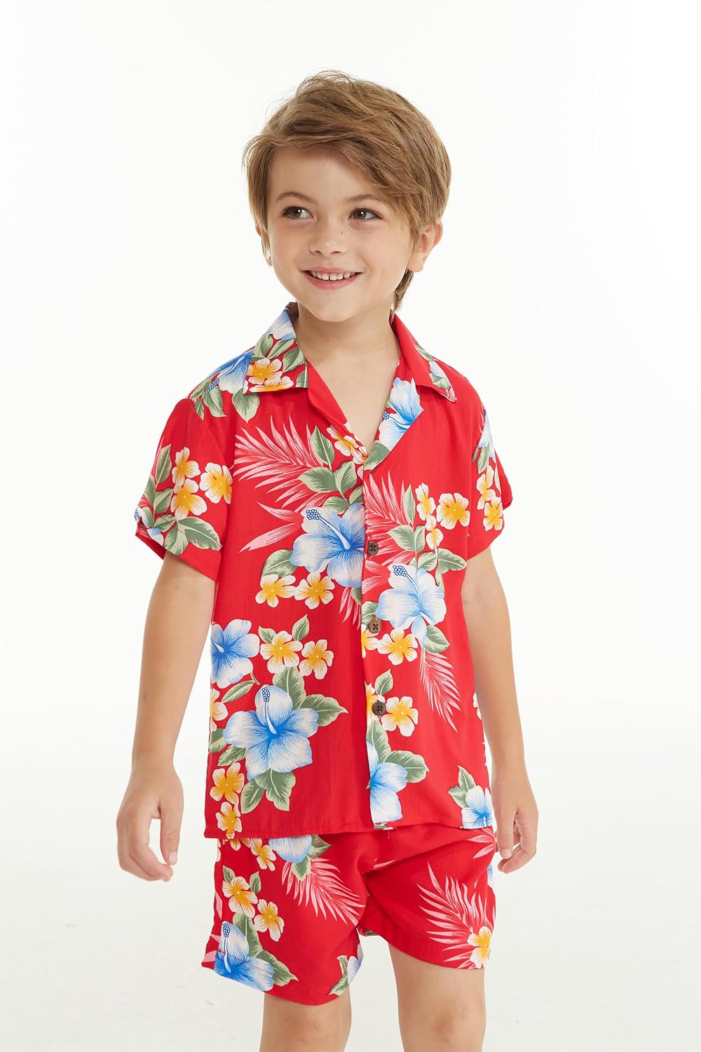 Boy Hawaiian Shirt or Cabana Set in Blue Sunset