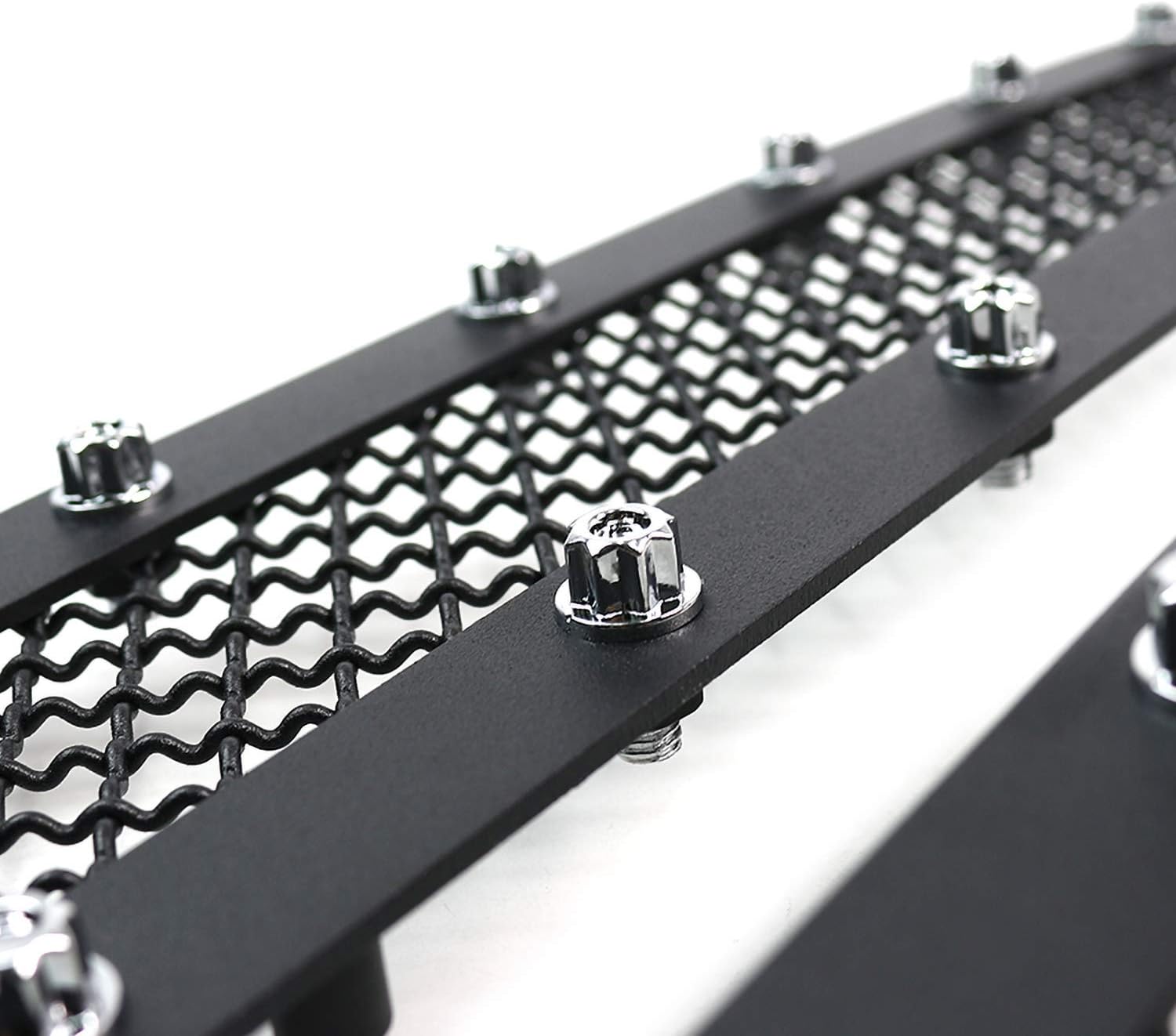 Spec-D Tuning 2PC Rivet Mesh Black Upper Main Grille Insert Compatible with 2014-2015 Chevy Silverado 1500