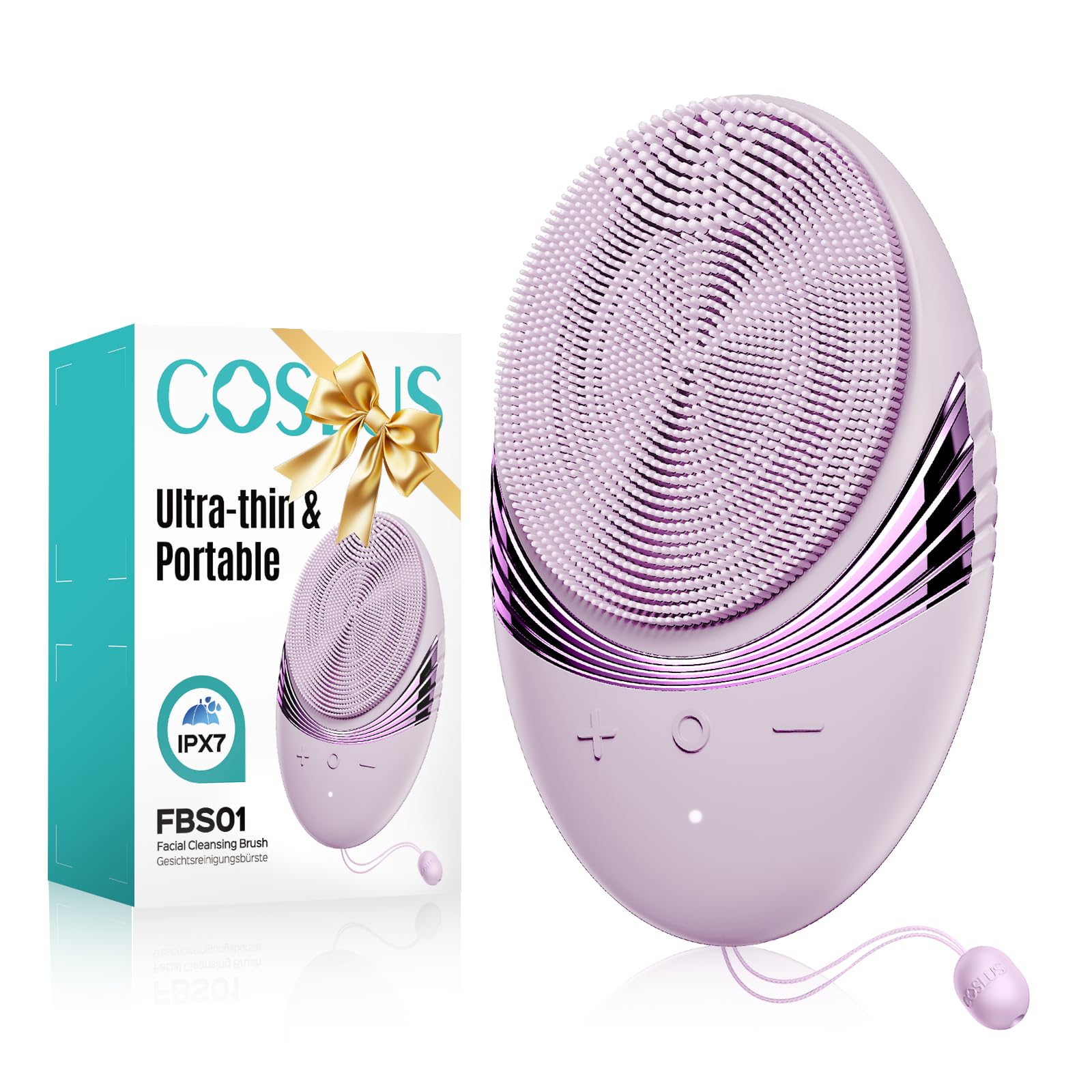 COSLUS Facial Cleansing Brush Face Scrubber : Portable Silicone Waterproof Rechargeable Face Wash Brush, 5 Cleansing Modes, Electric Deep Cleaning for Men & Women, Removing Blackhead (Light Purple)