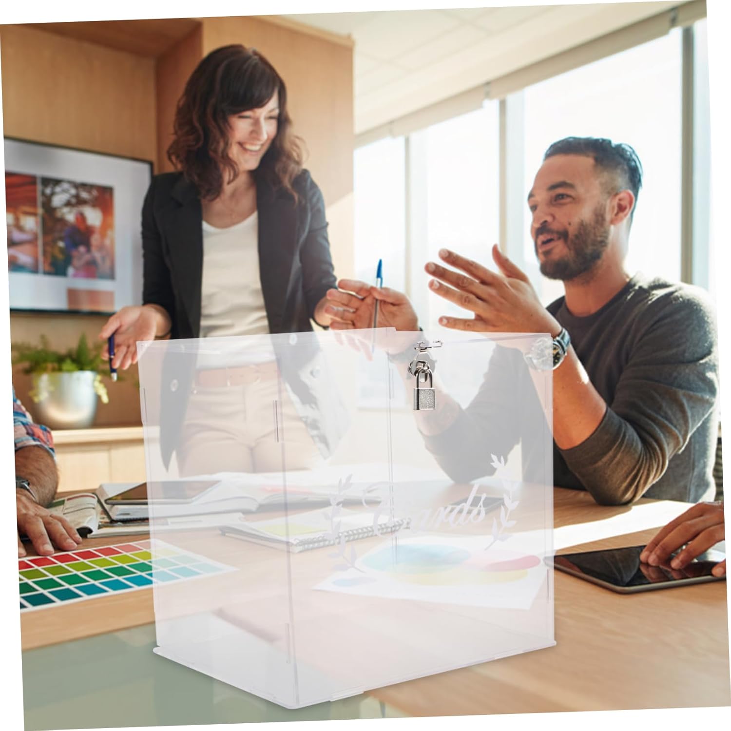 Lurrose Elegant Wedding Card Box Acrylic Message Box Perfect for Bridal Shower Wedding Party Supplies