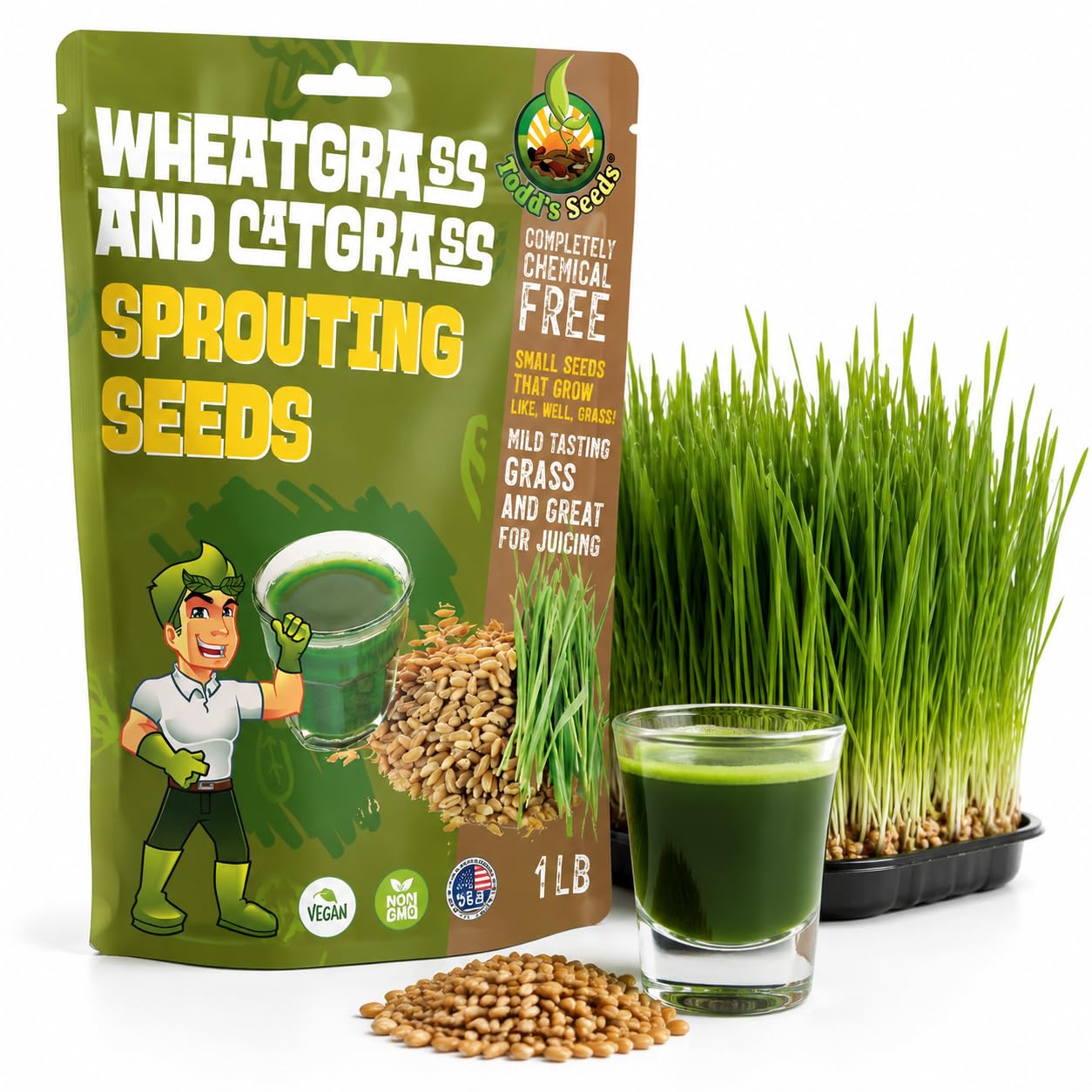 Todd's Seeds Wheatgrass Seeds 5 lb Bulk - Hard Red Winter Wheat Berries | Winter wheat for fall planting, cover crops, food plots. Mill into flour or