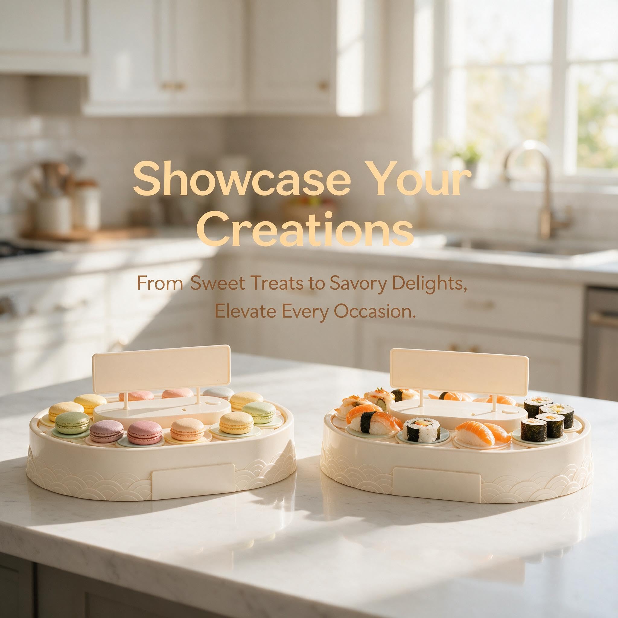 Supporto girevole per torte con piatto girevole automatico per esposizione di dessert, matrimoni, feste, sushi (Dessert)