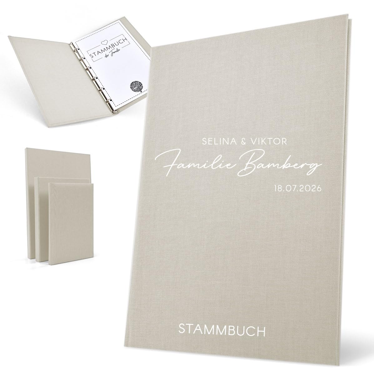 Hochzeitideal Stammbuch der Familie 'Helena' Nr. 305 inkl. Personalisierung (Elfenbein, A4 4-Fach Ringmechanik)