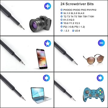 Hassas Mühendis Tornavida Seti, 24 Bit ile 24 In 1 Mini Tornavida Seti, Akıllı Telefon, Oyun Konsolu, Tablet, Gözlük, Saat için Taşınabilir Kutulu Manyetik Hassas Tornavida Seti